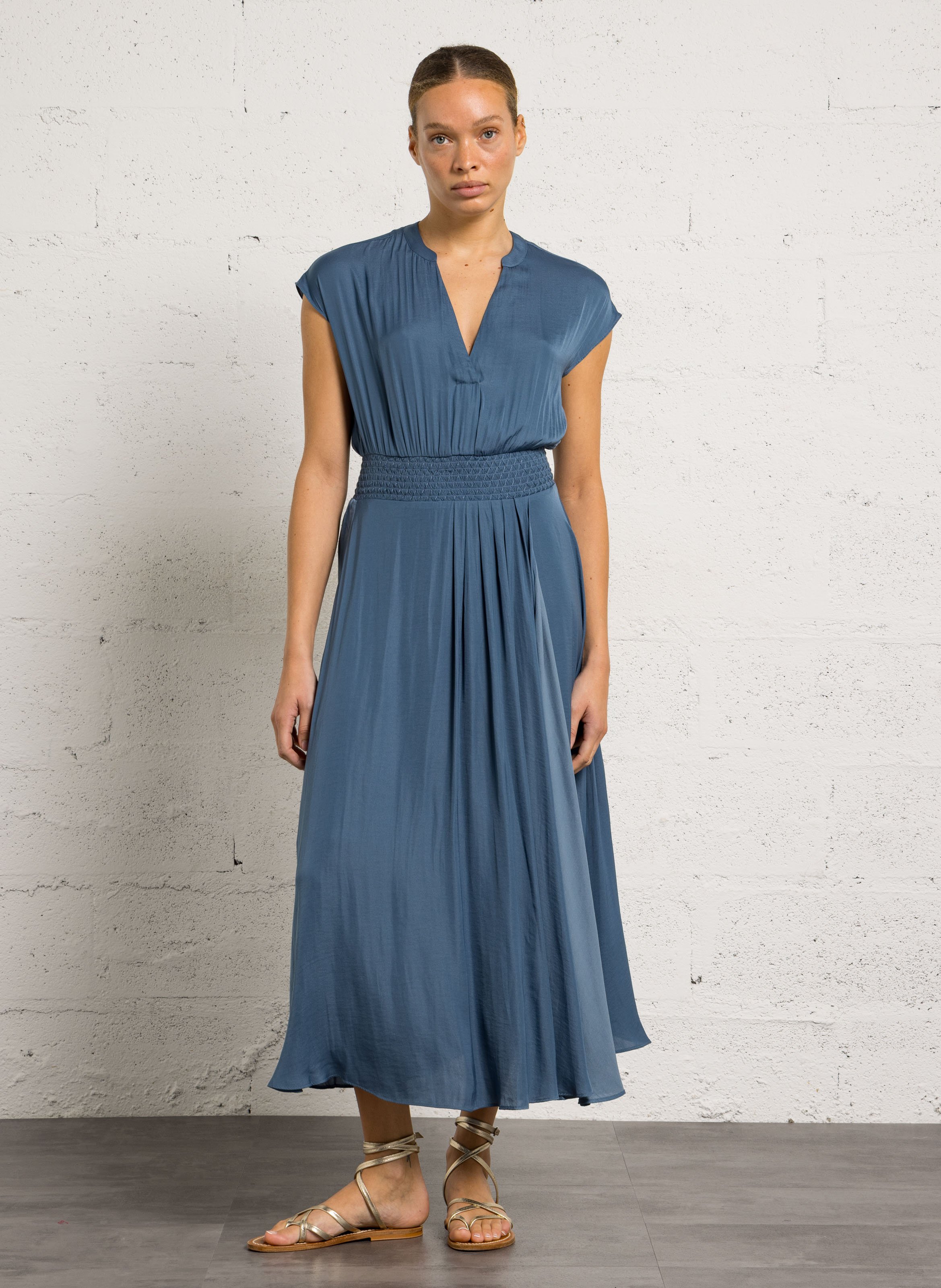 Ribe longue col tunisien becky MAISON 123 Bleu