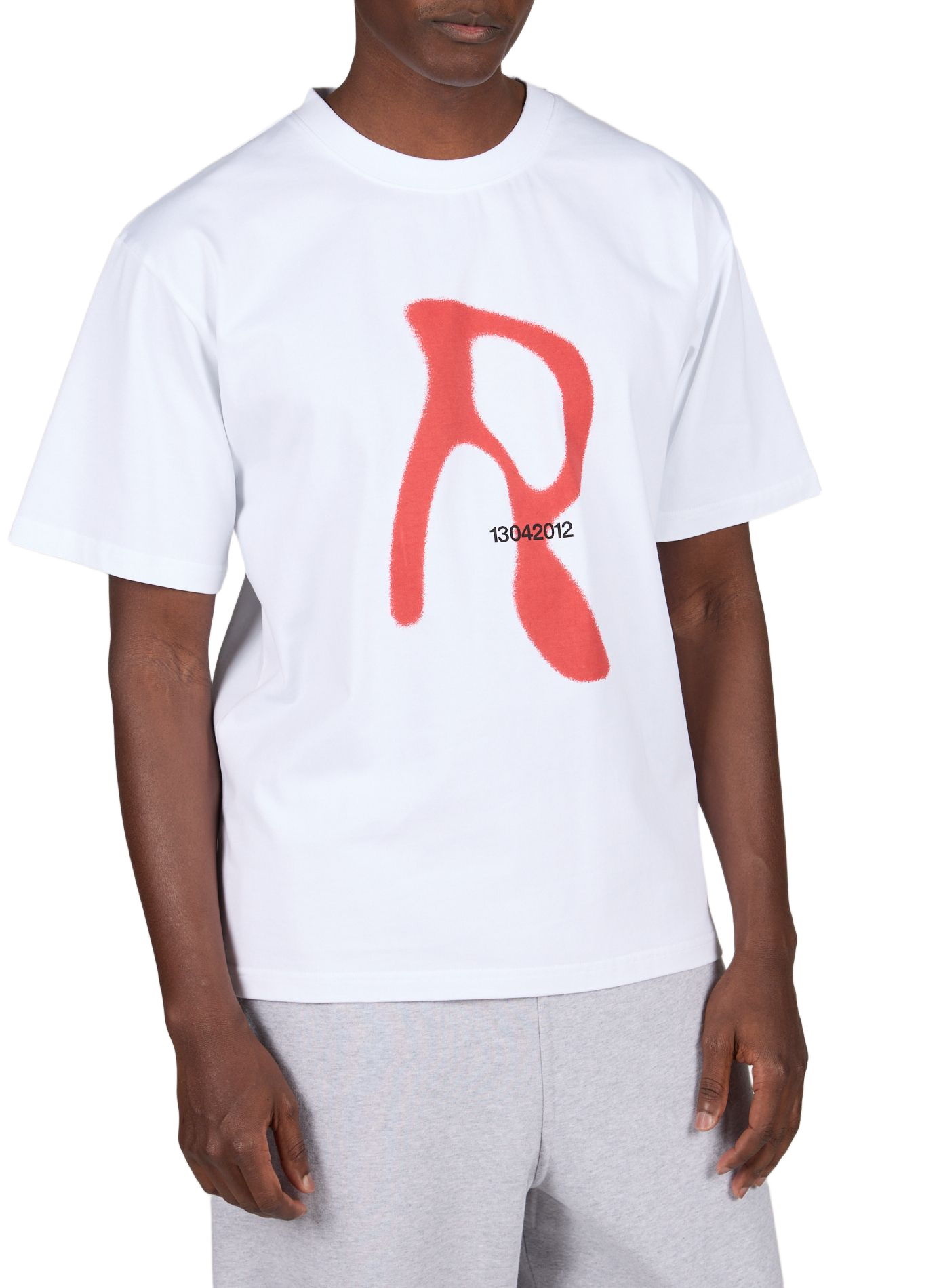 Round neck printed cotton T-shirt RAINS White