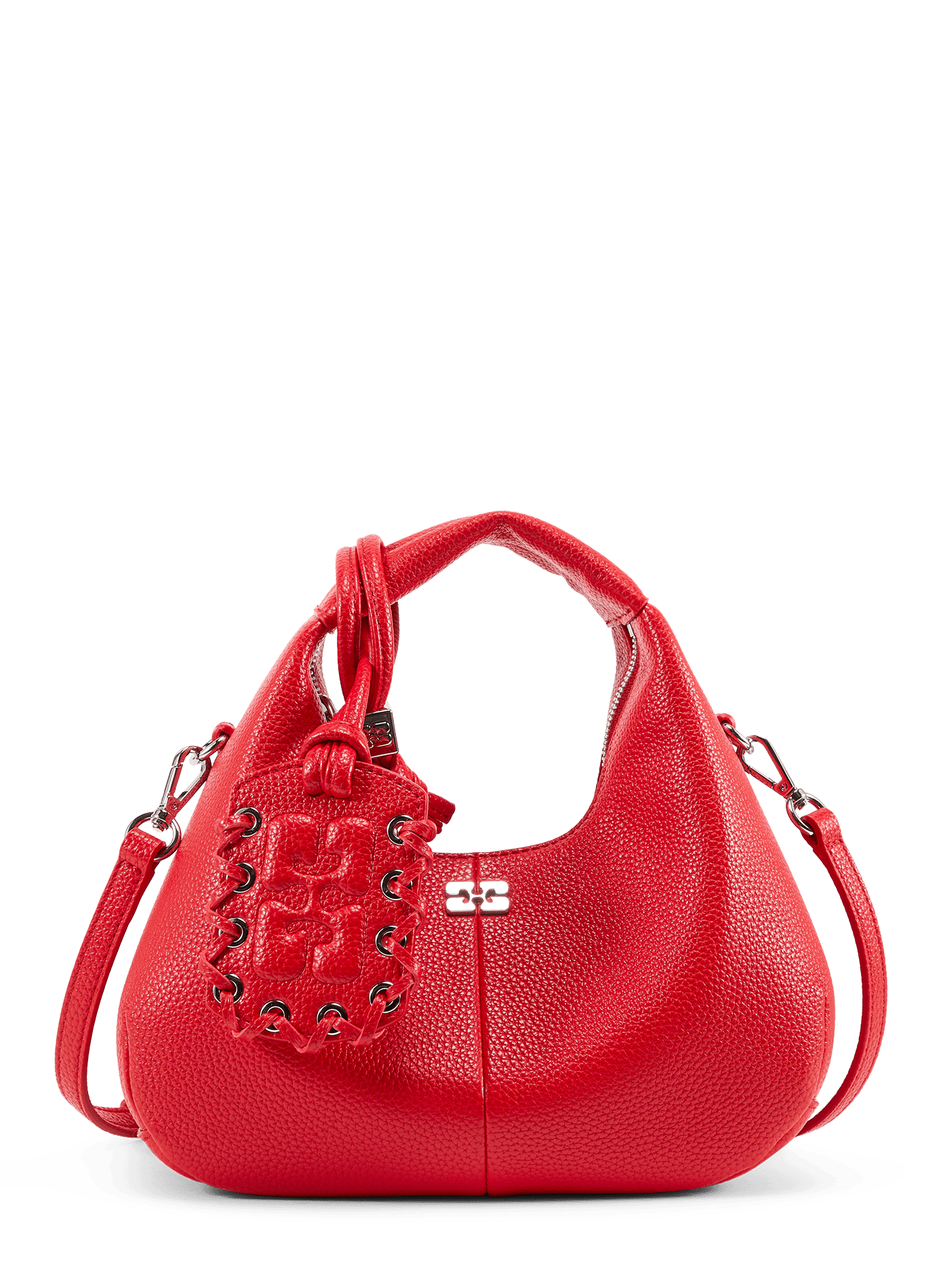 Sac Hobo Mini à étiquette miroir GANNI Rouge