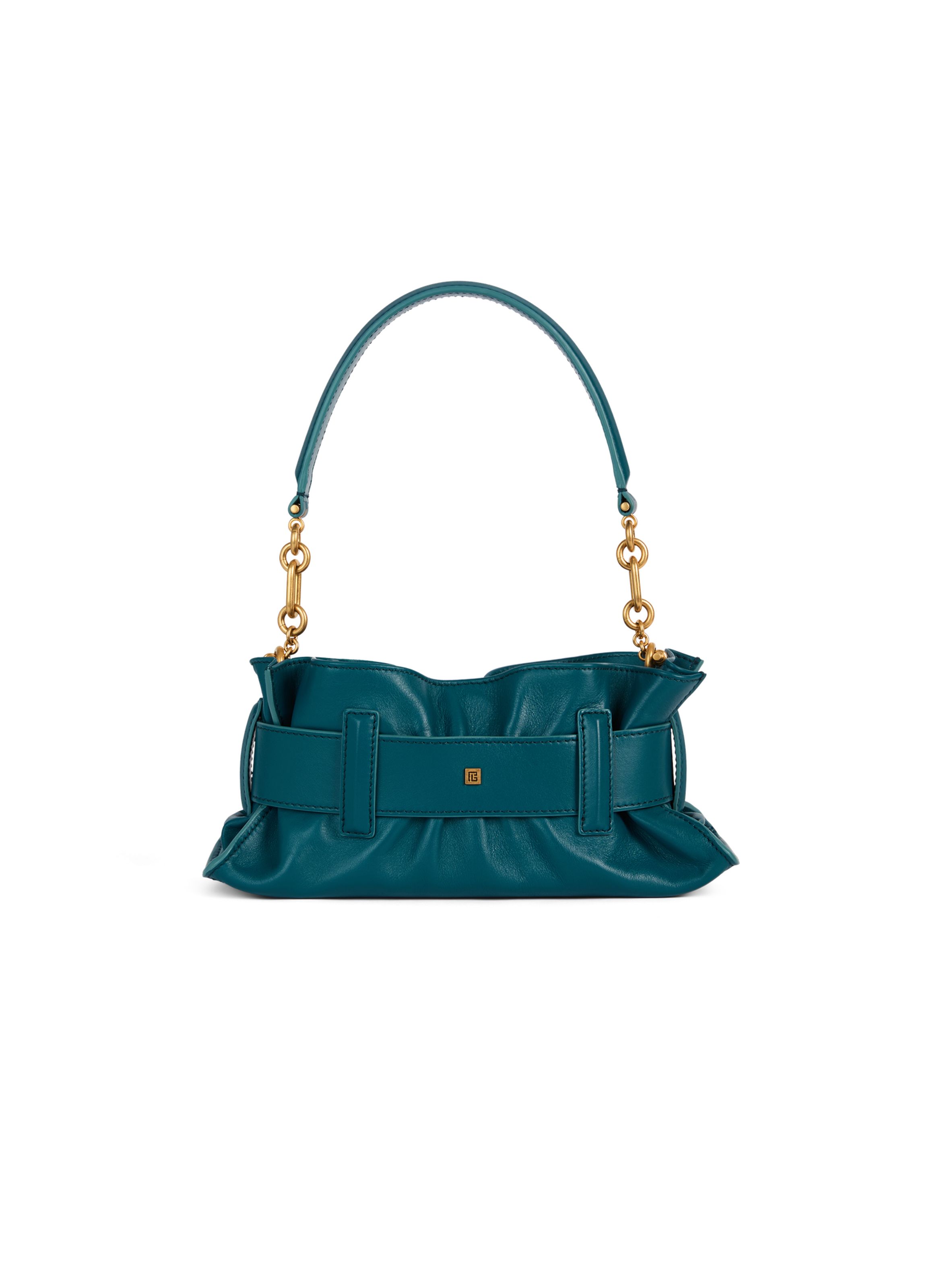 Sac anthem mini en cuir lisse BALMAIN Bleu