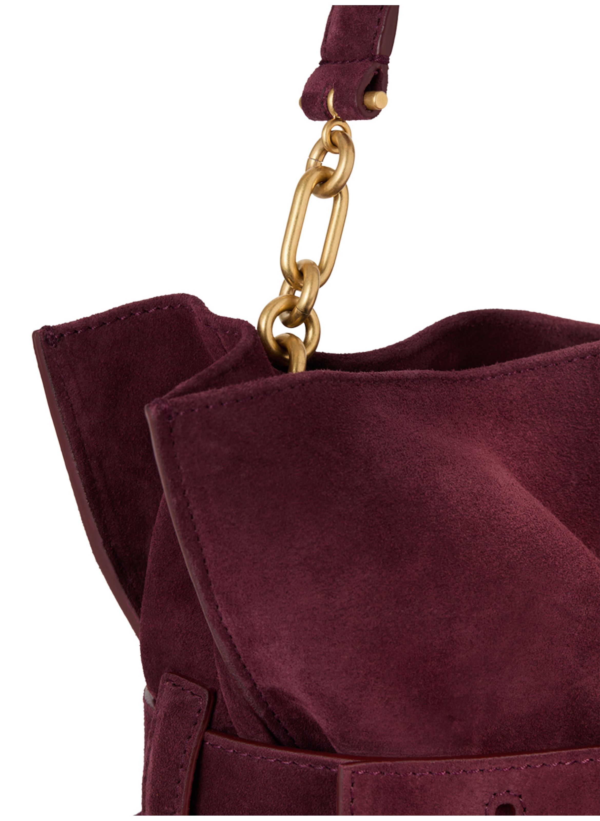 Sac anthem medium en cuir suédé BALMAIN Rouge