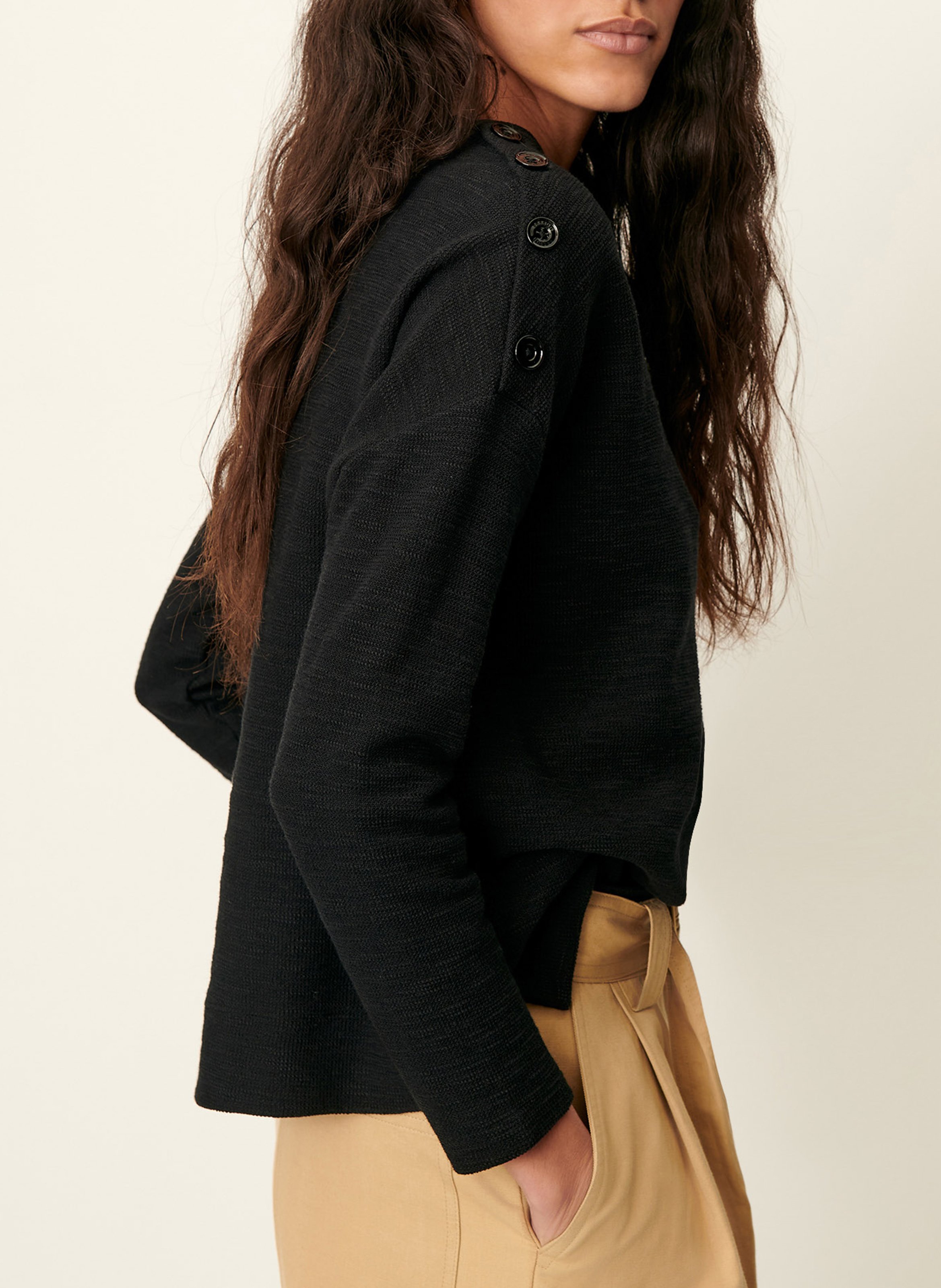 Pull col rond en coton mélangé austin SESSUN Noir
