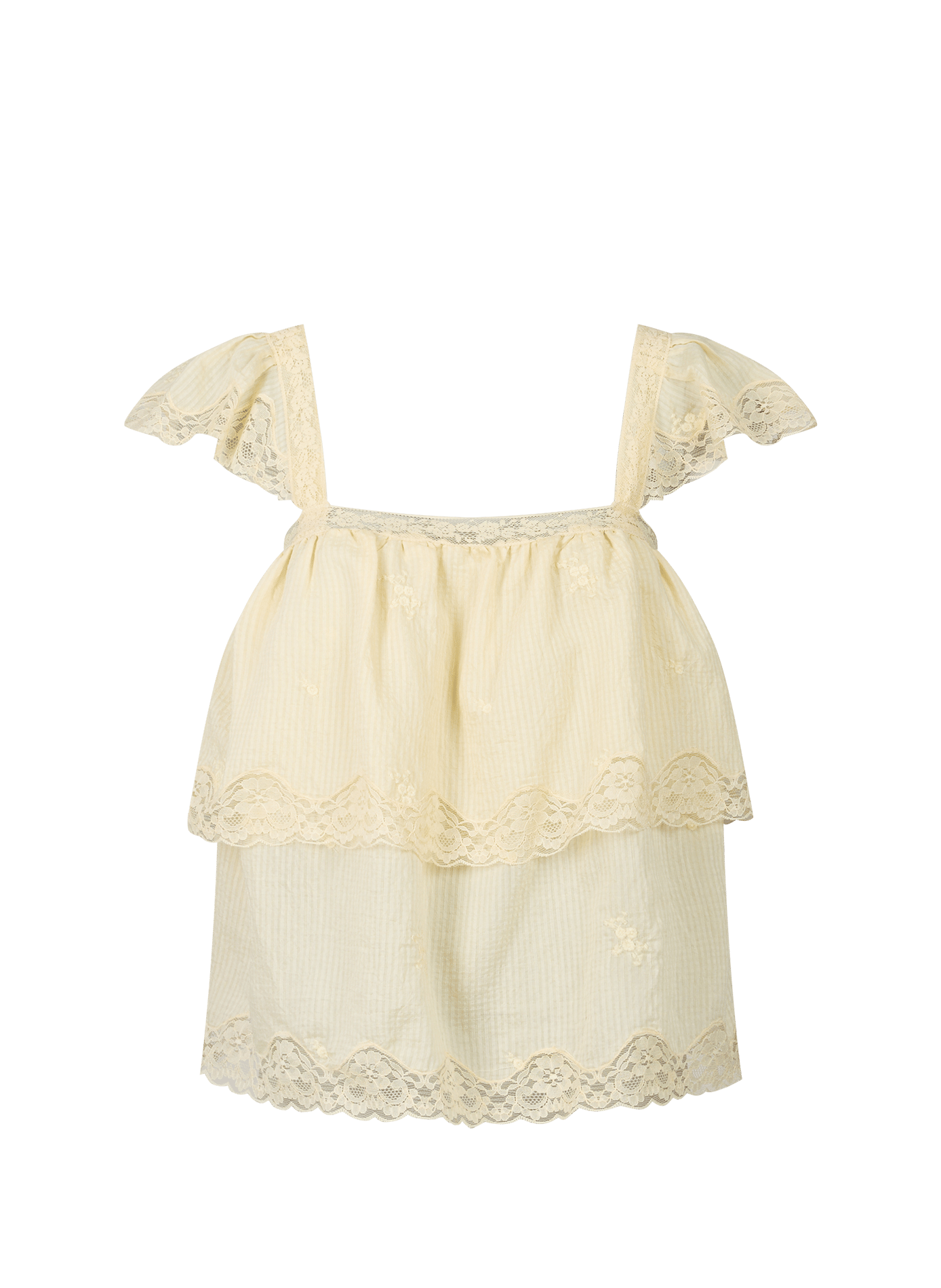 Top con scollo a quadrato con volant in modal BERENICE Giallo