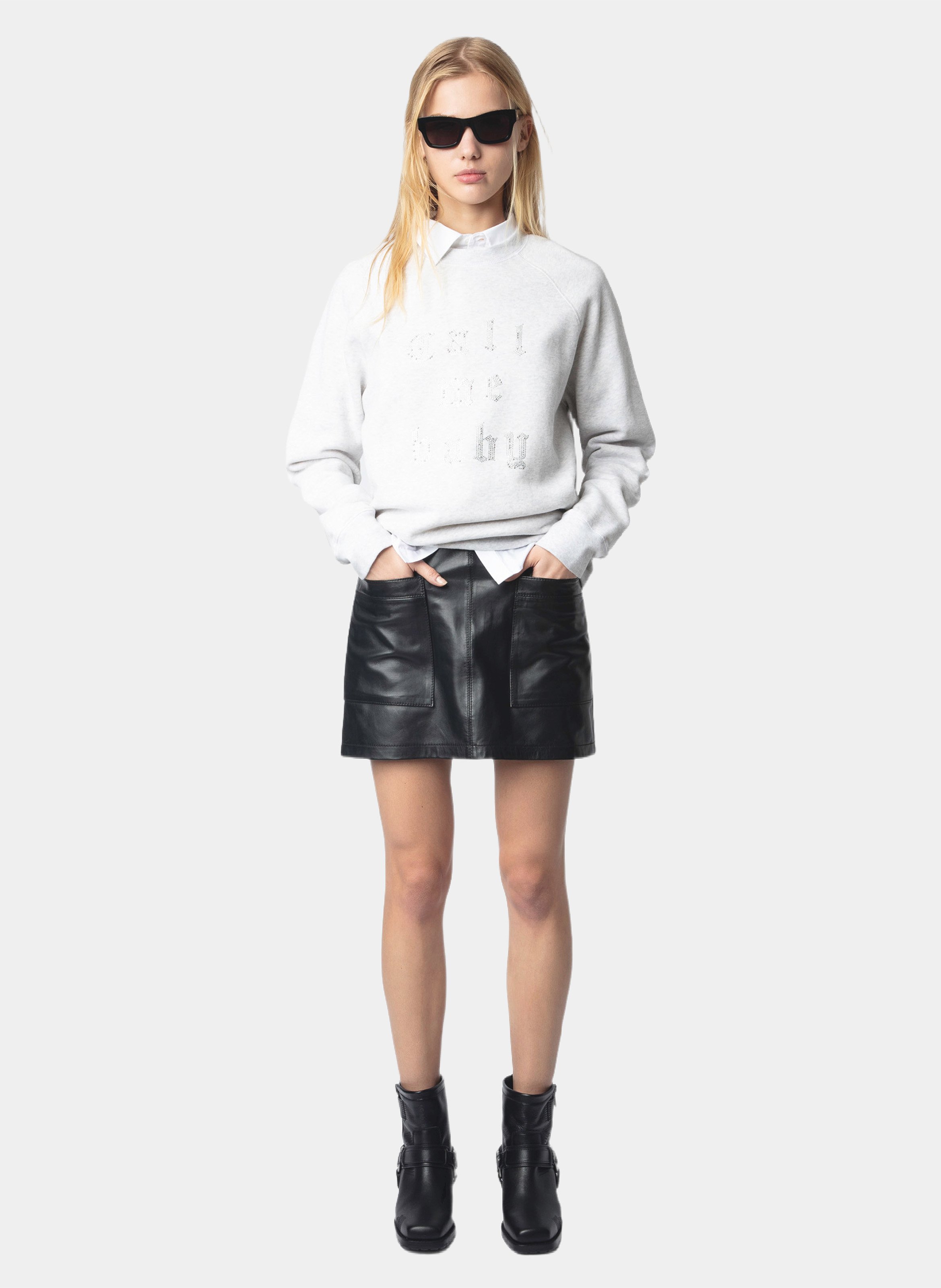 Sweat col rond en coton mélangé upper ZADIG&VOLTAIRE Gris