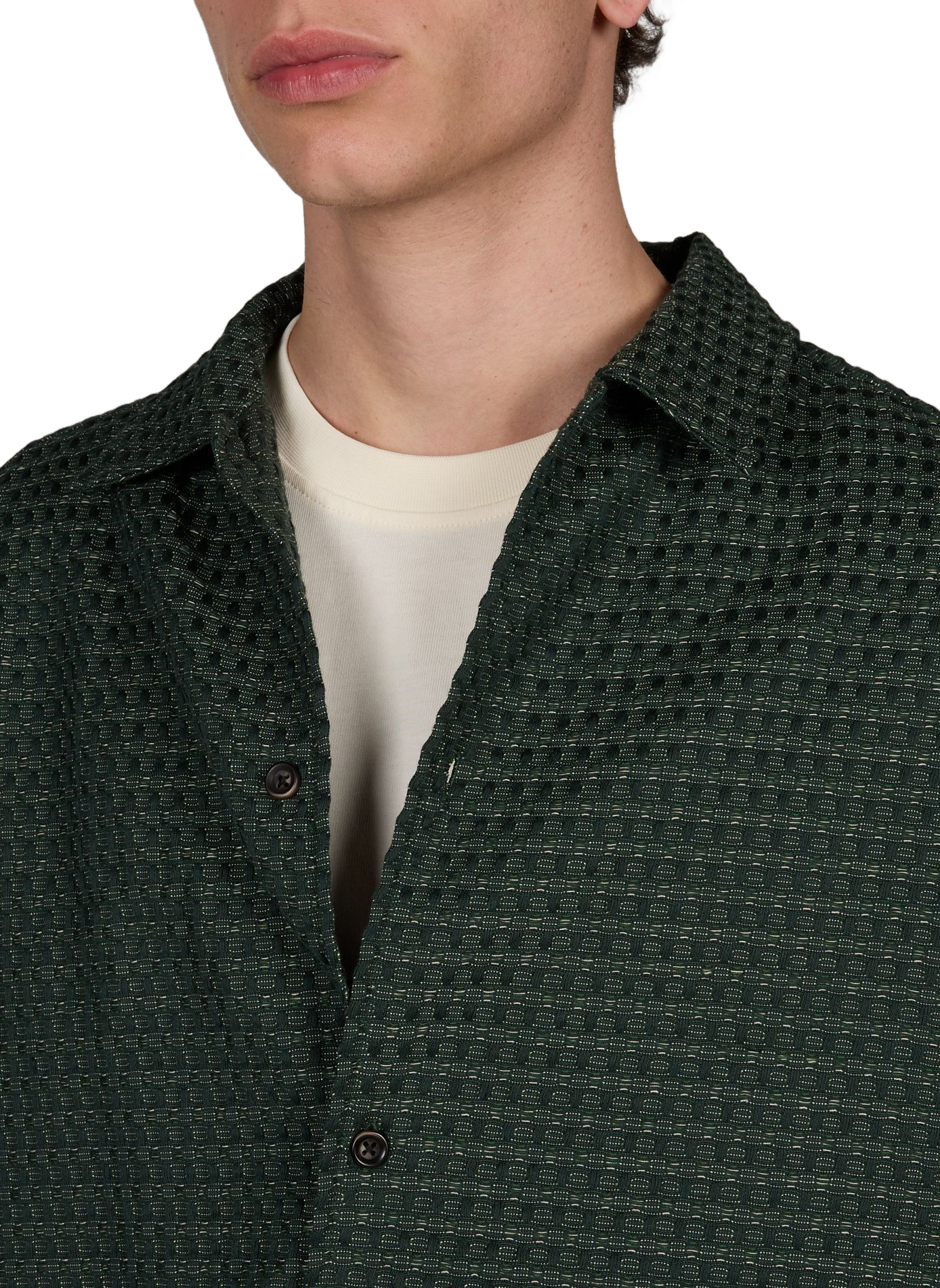 Straight jacquard cotton shirt LES DEUX Green