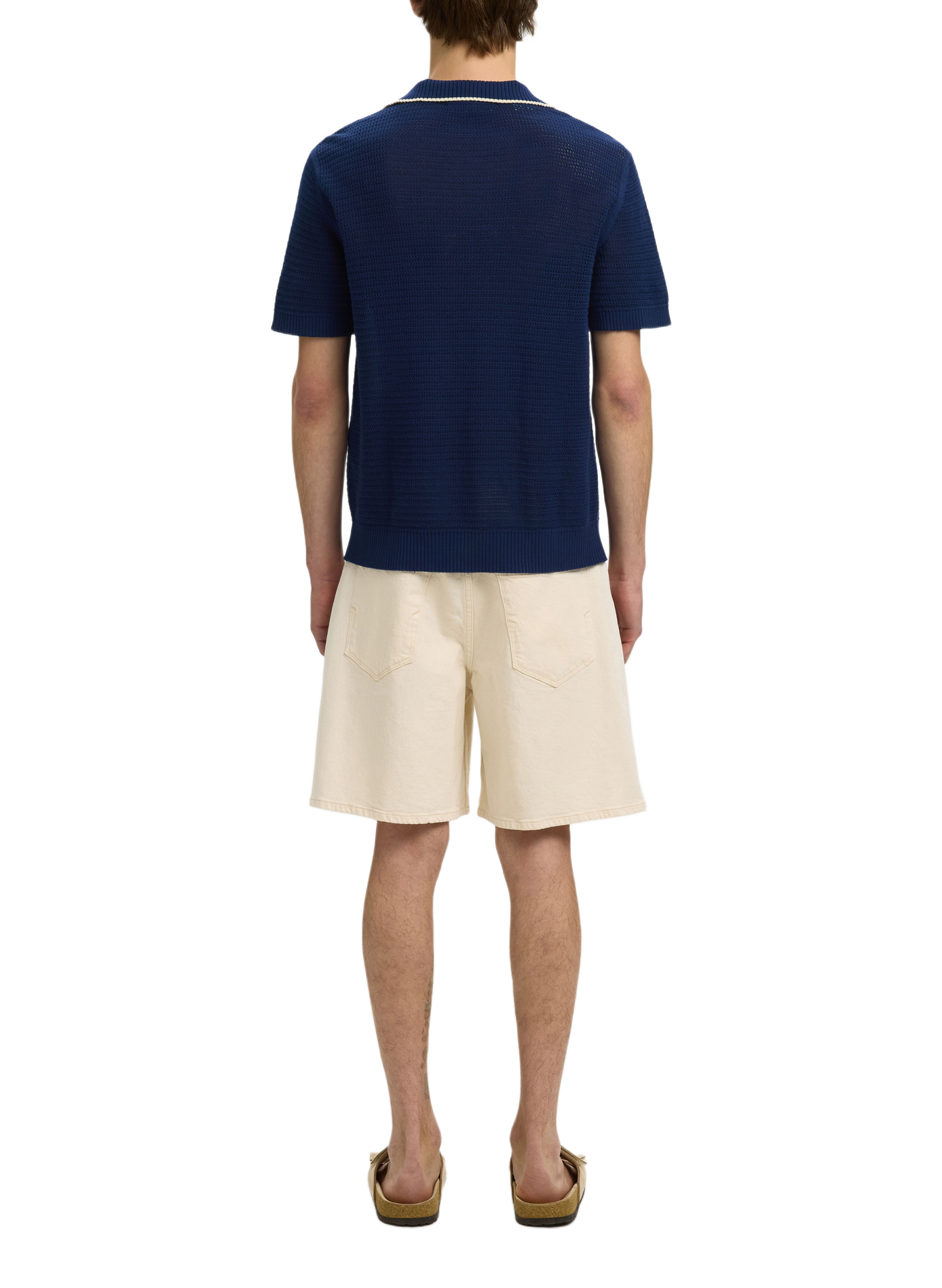 Short sleeve cotton polo shirt SELECTED Blue