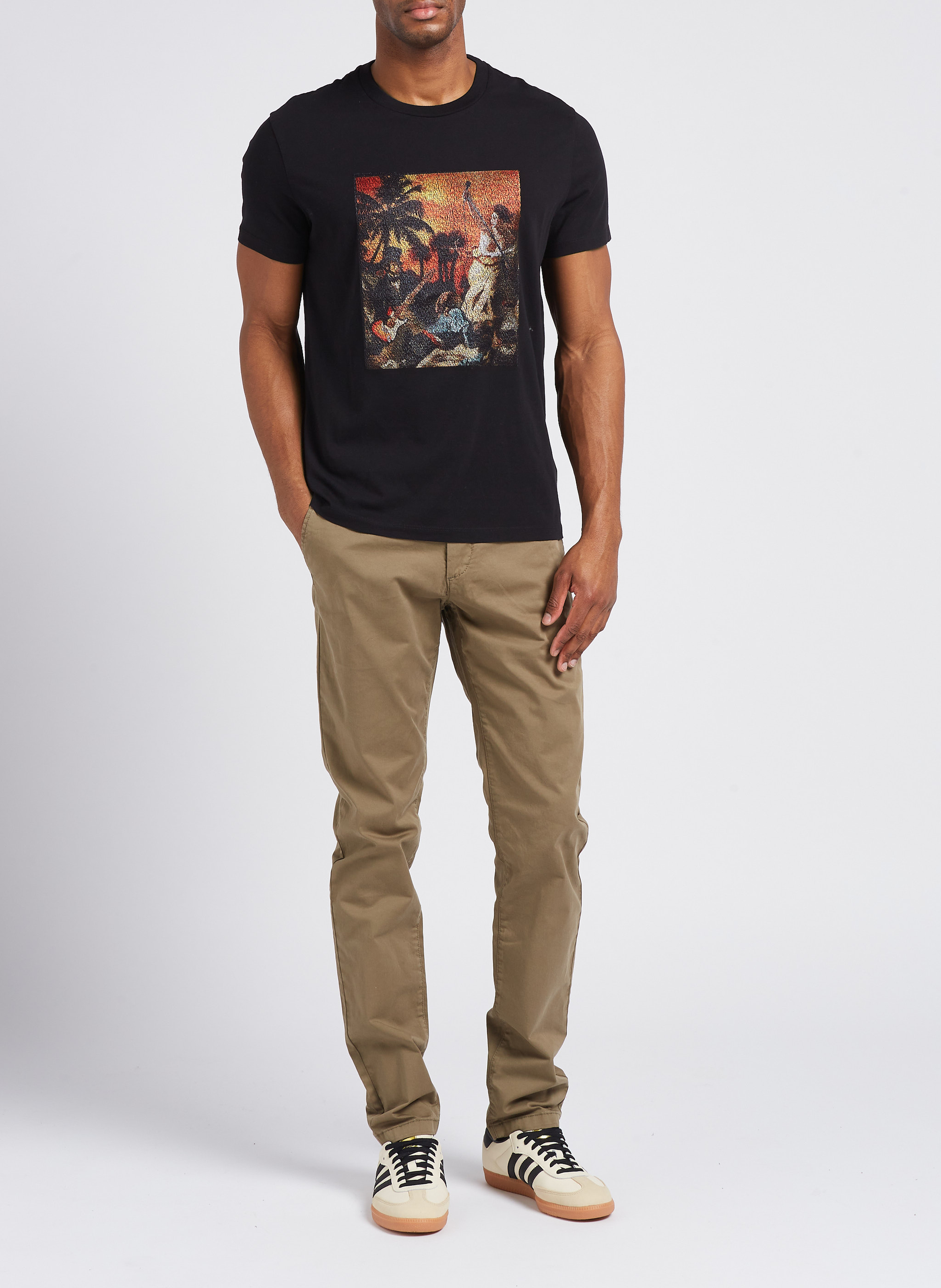 Chino slim fit en coton mélangé IKKS Kaki
