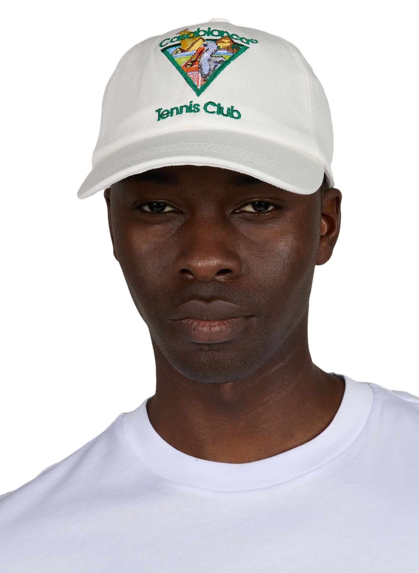 Baseballkappe Pyramid Abduction Tennis Club bestickt aus Baumwolle CASABLANCA PARIS Weiss