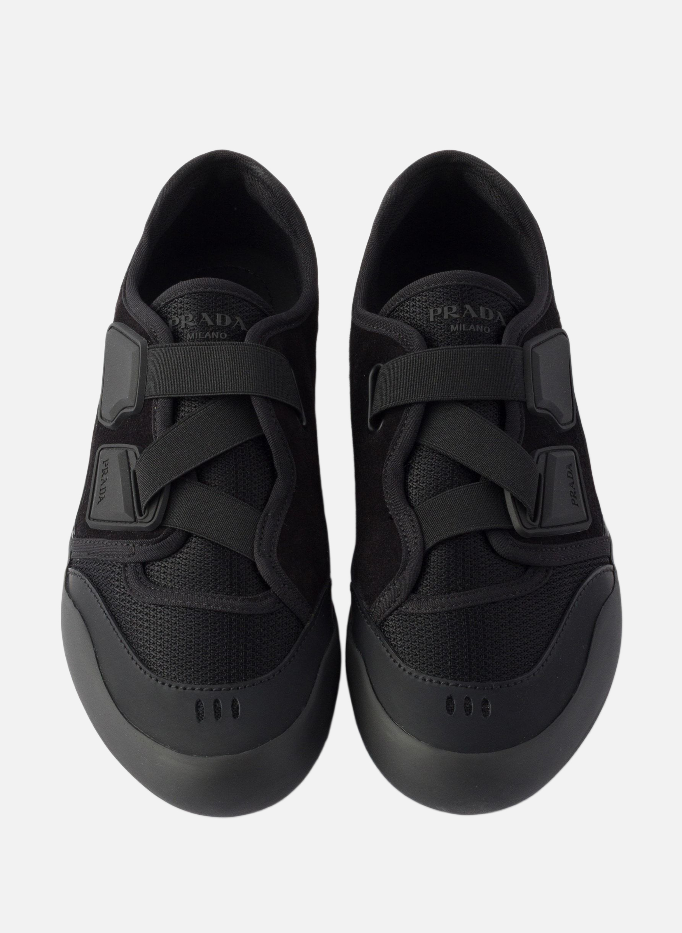 Sneakers speedrock en mesh technique et cuir PRADA Noir