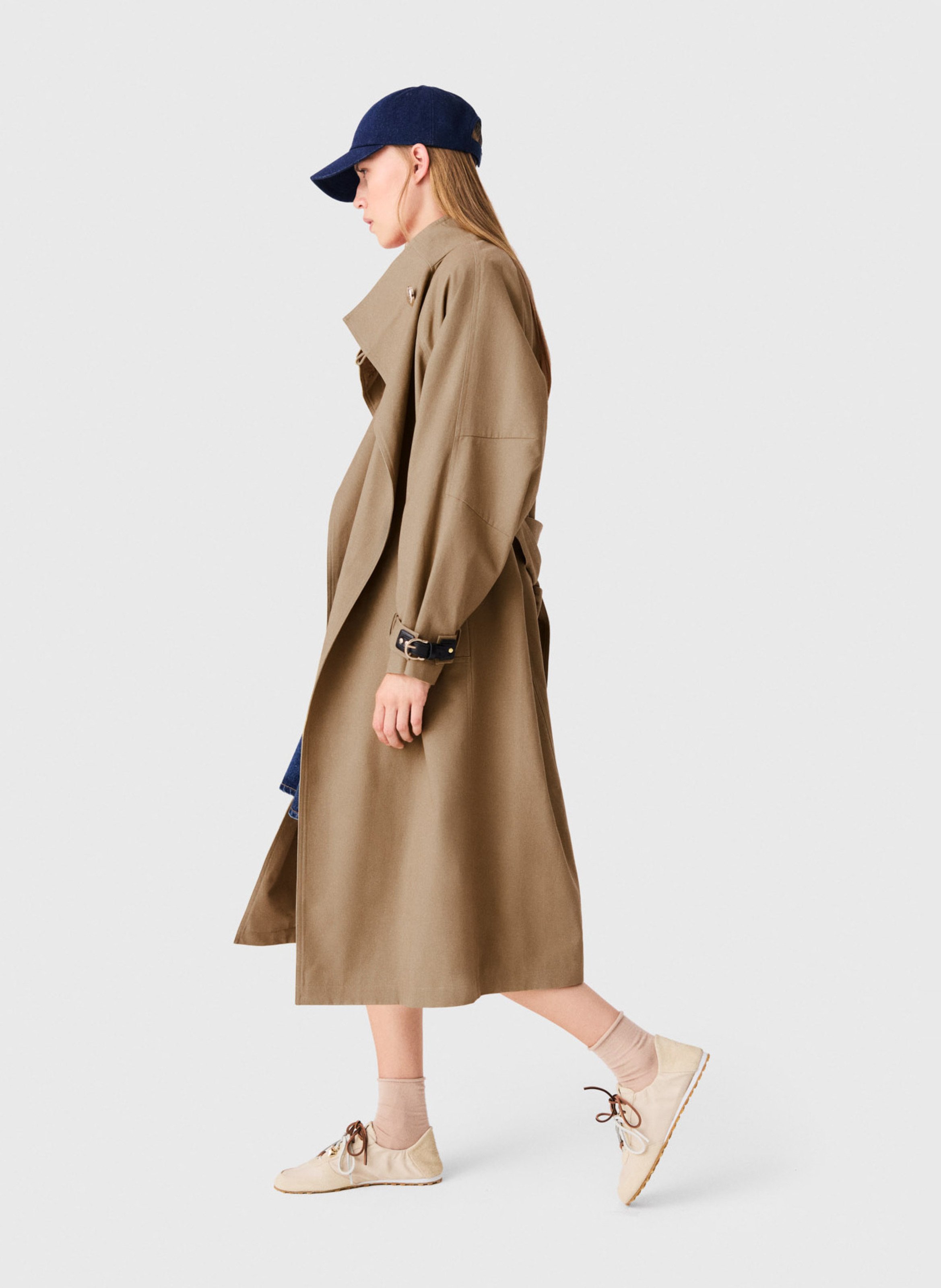 Trench col montant en coton MAJE Beige