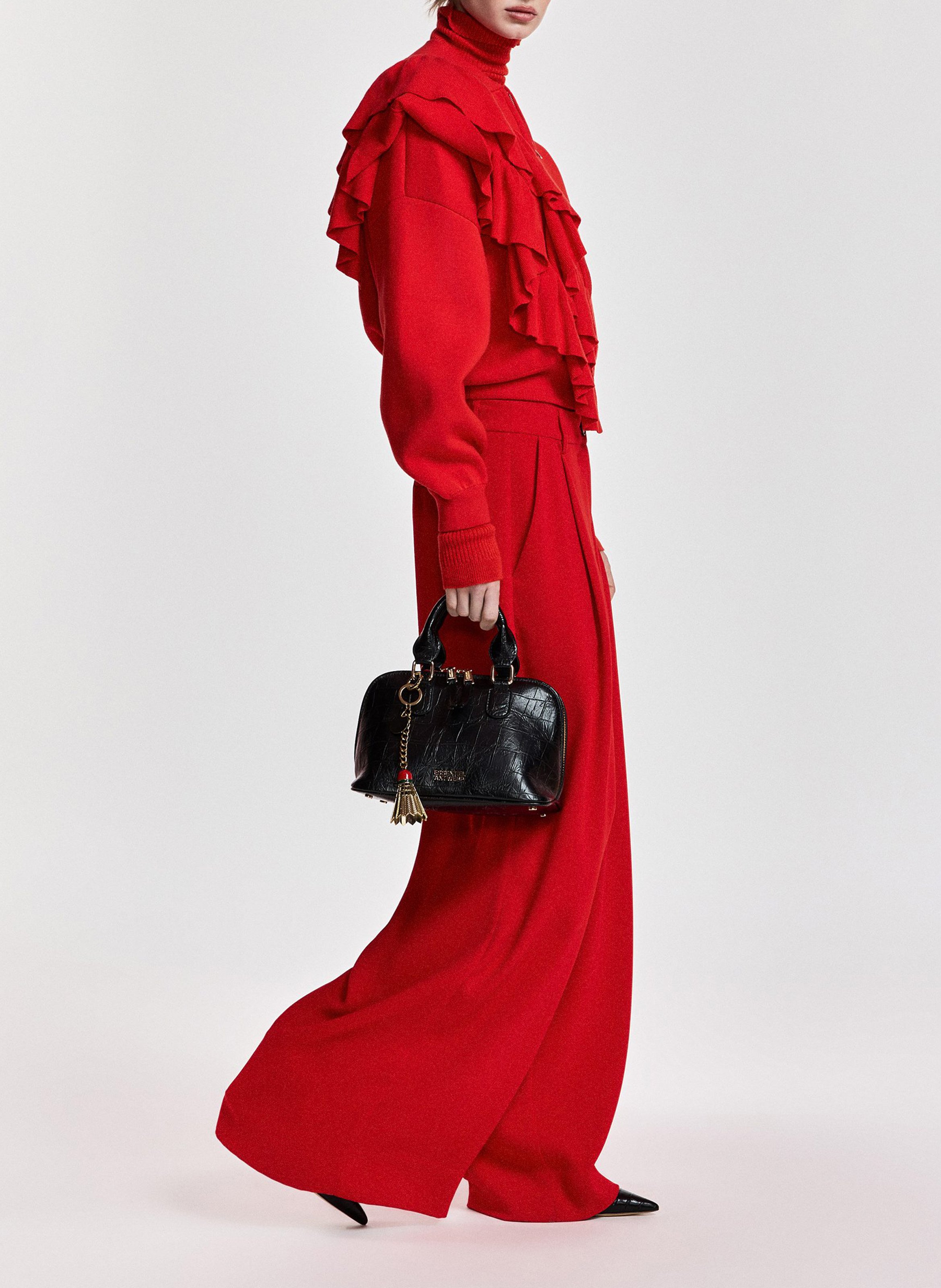 Cardigan oversize à volants kodi ESSENTIEL ANTWERP Rouge