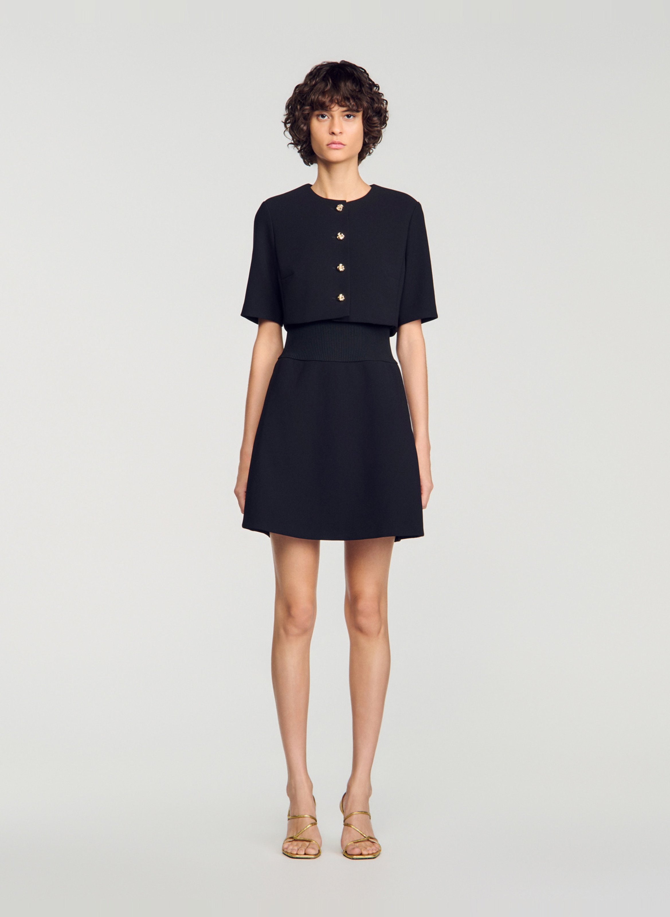 Robe cintrée col rond 2 en 1 SANDRO Noir