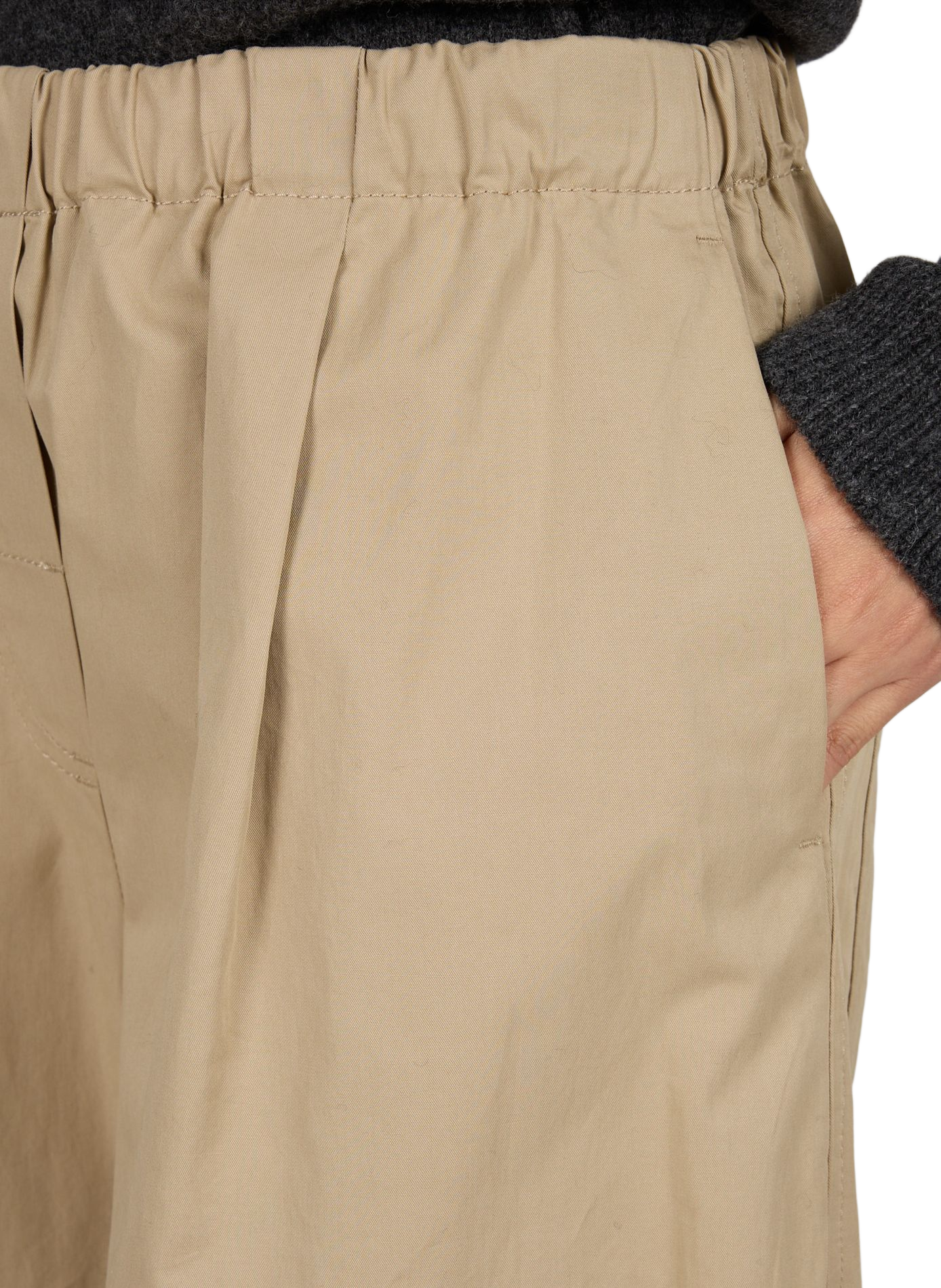 High-waisted wide-leg cotton pants MAX MARA WEEK END Beige