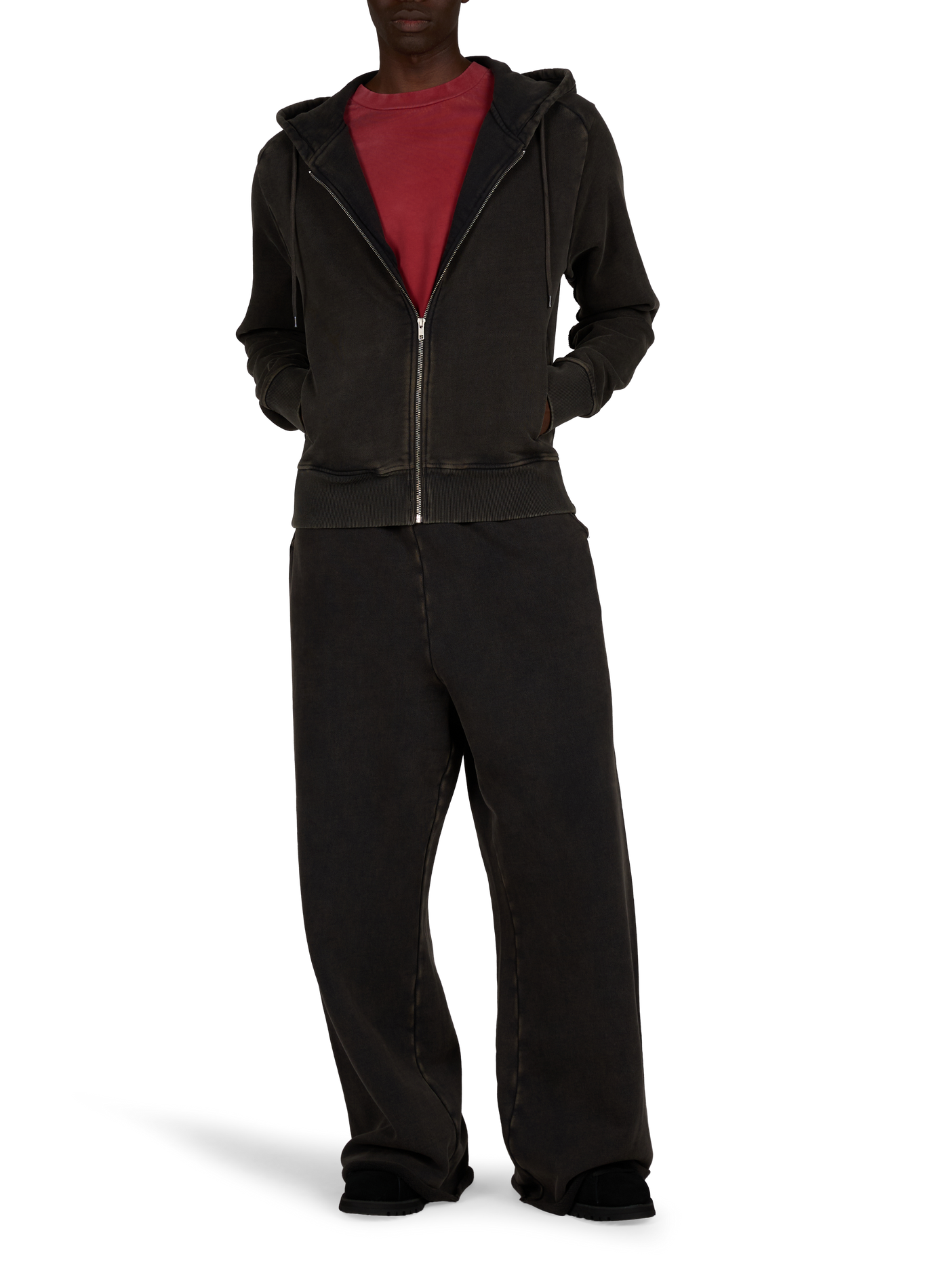 Straight zip-up cotton sweatshirt ENTIRE STUDIOS Black
