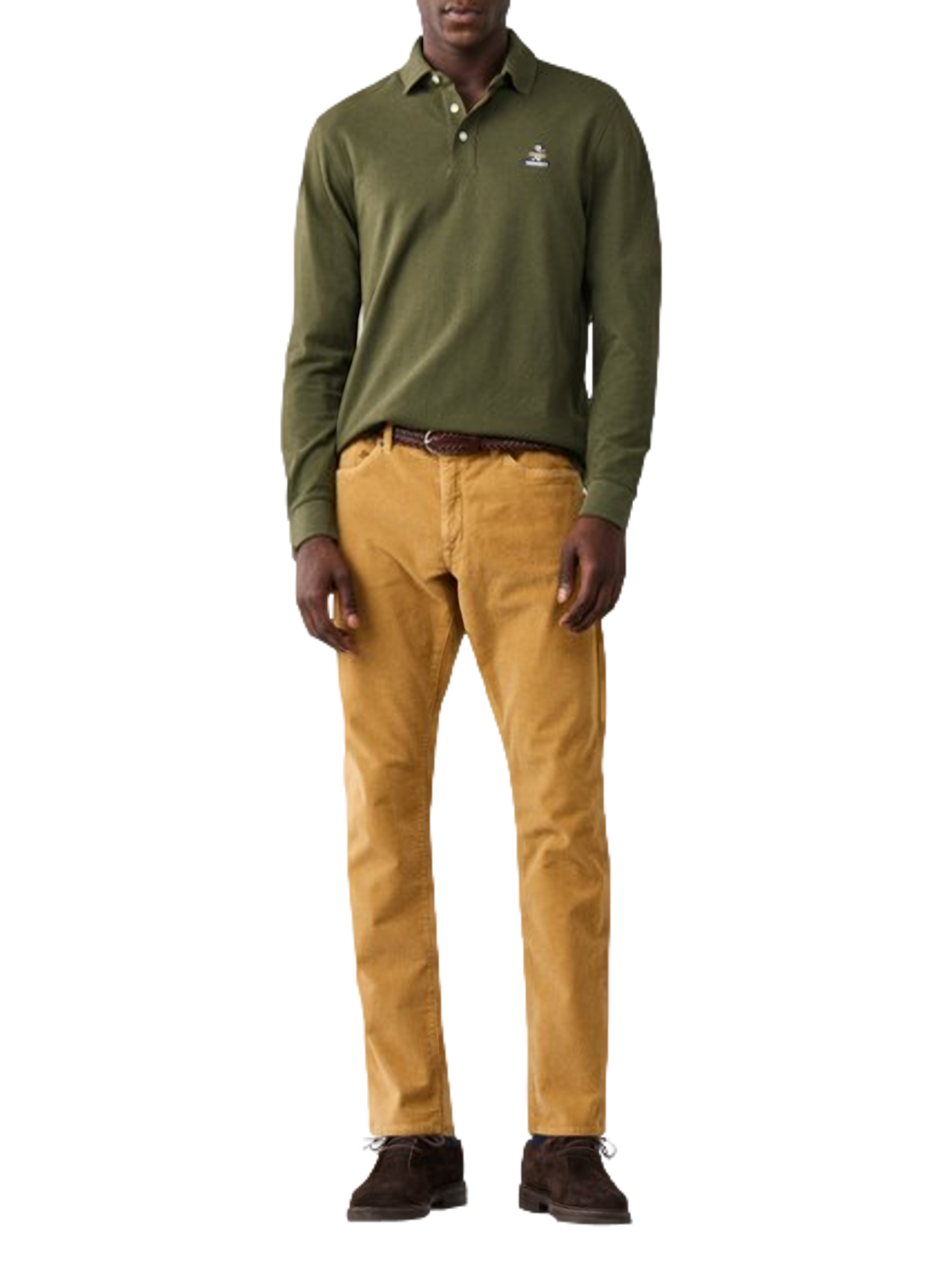 Long-sleeved cotton polo shirt FACONNABLE Khaki
