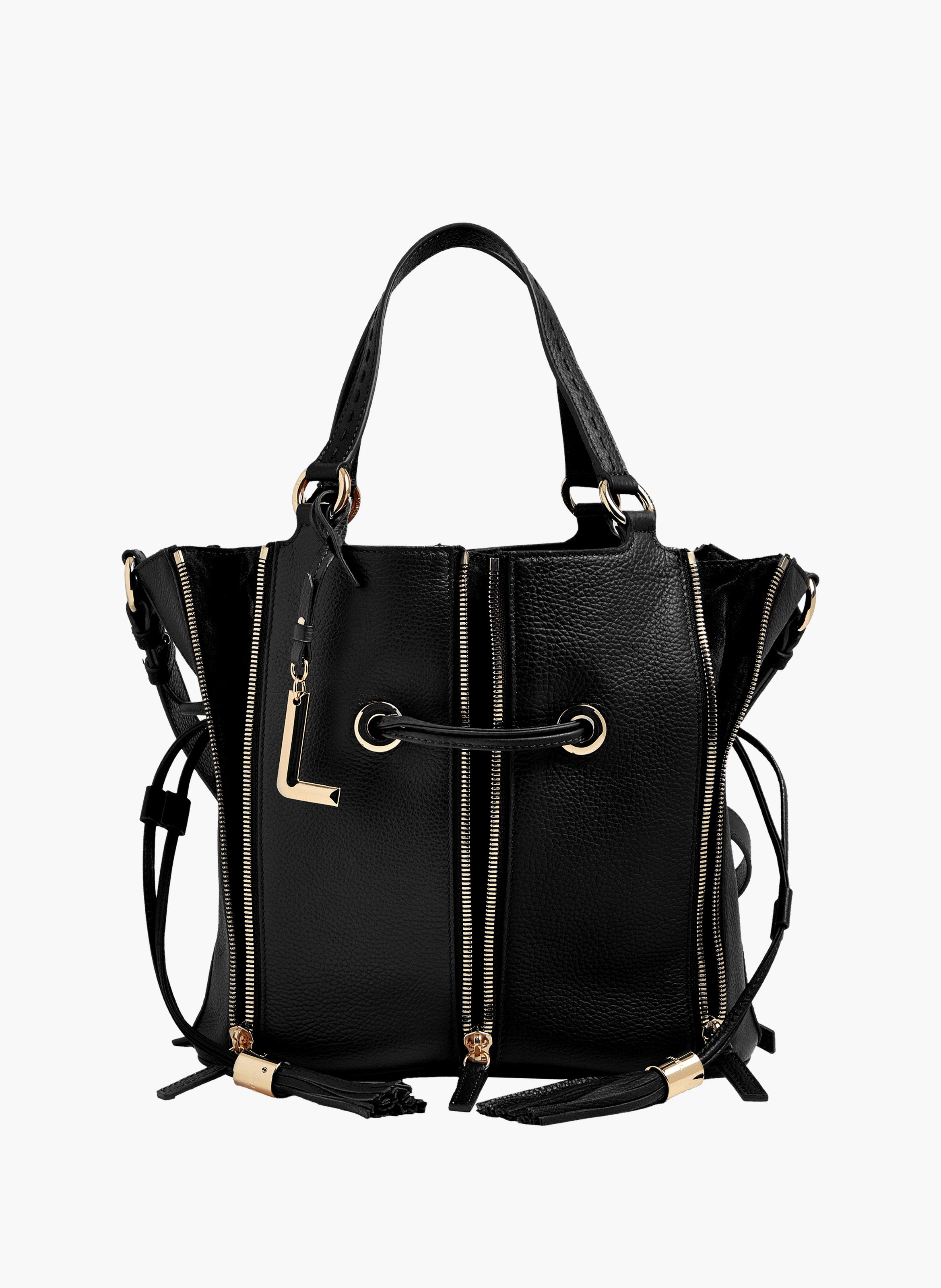 Sac seau premier flirt de lancel en animation 150y multizip : cuirs de vachette graine & suede LANCEL Noir