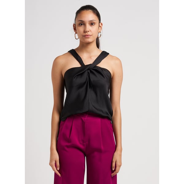 Top court fluide droit satiné