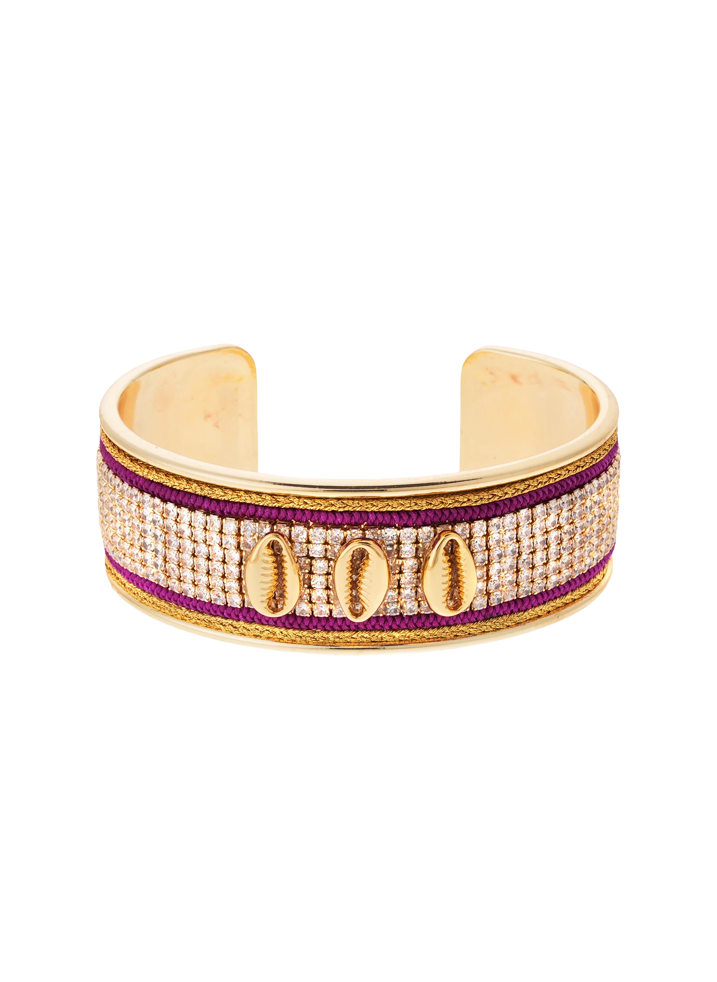 Bracelet jonc ajustable avec coquillages et strass DIADEMA HIPANEMA Violet