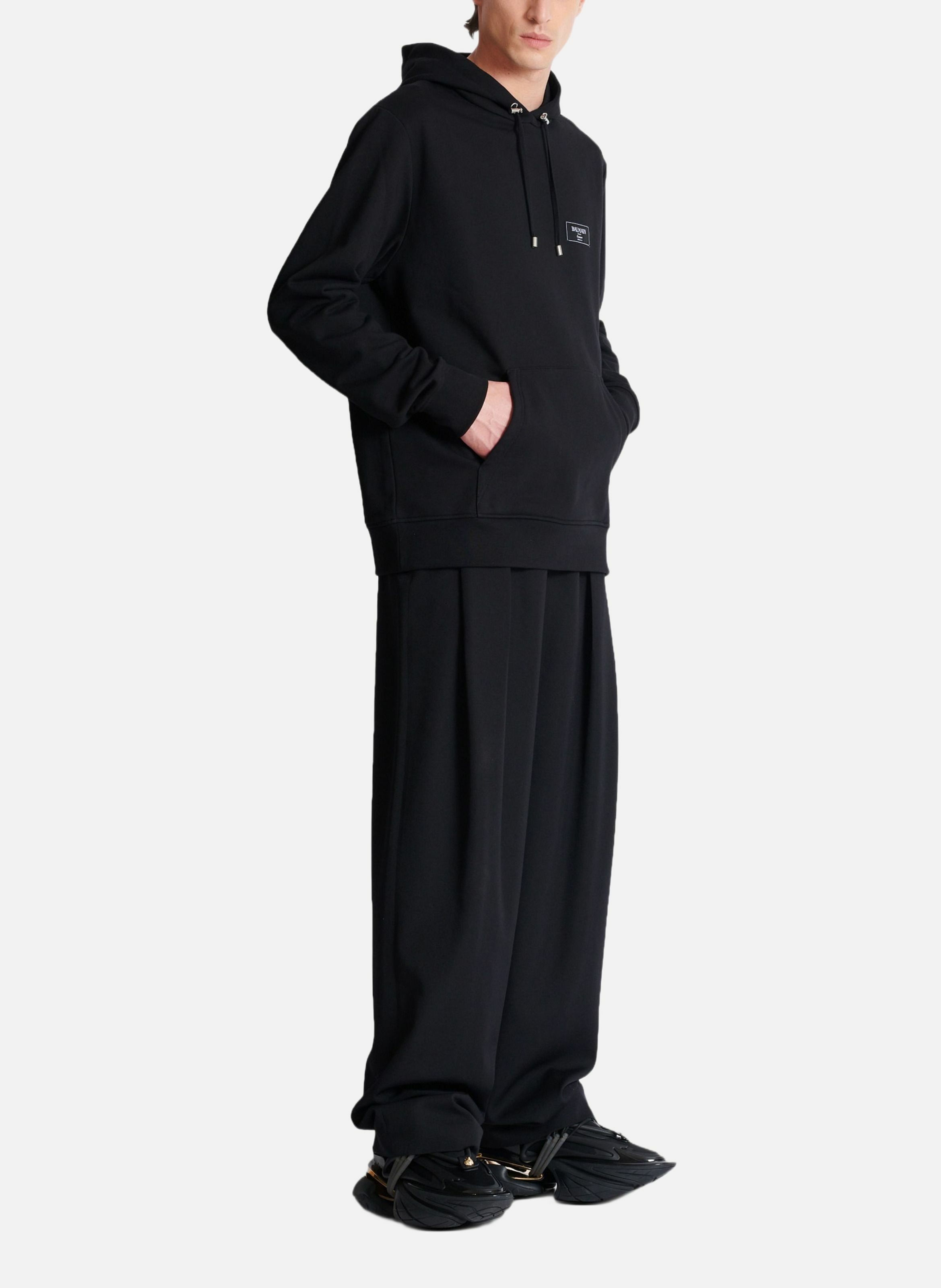 Hoodie à étiquette balmain couture BALMAIN Noir