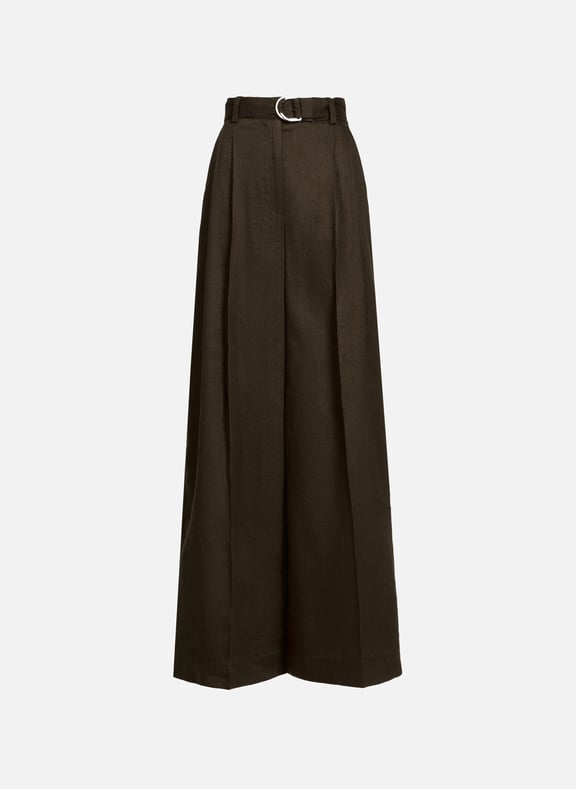 Pantalon à plis en lin mélangé Marron by HELMUT LANG HELMUT LANG Pantalon à plis en lin mélangé Marron
