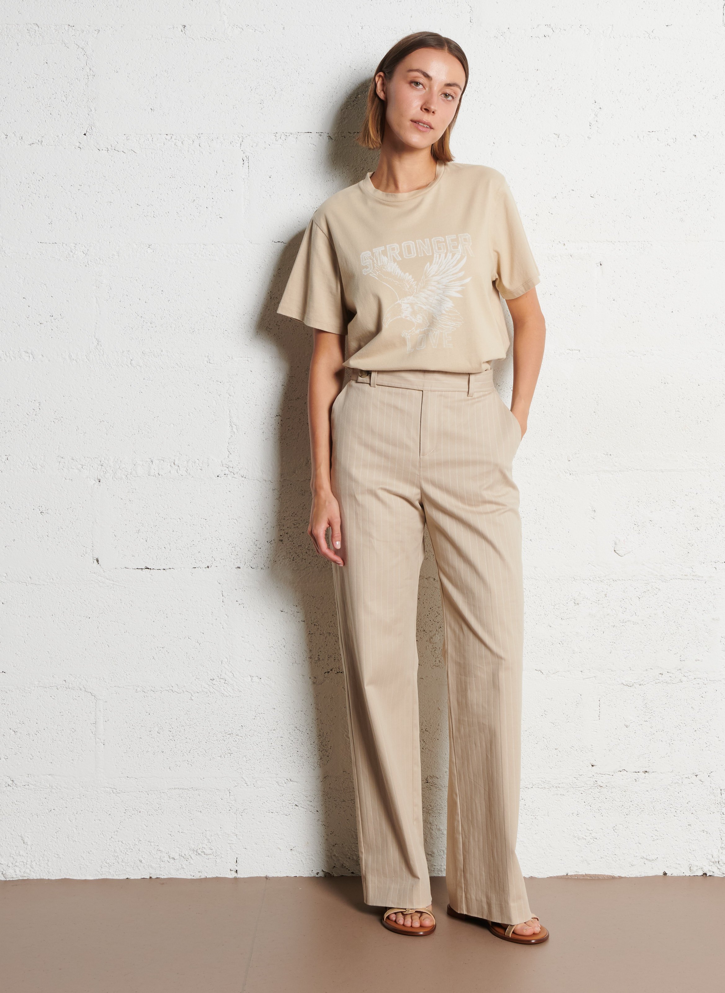 Tee-shirt col rond en coton IKKS Beige