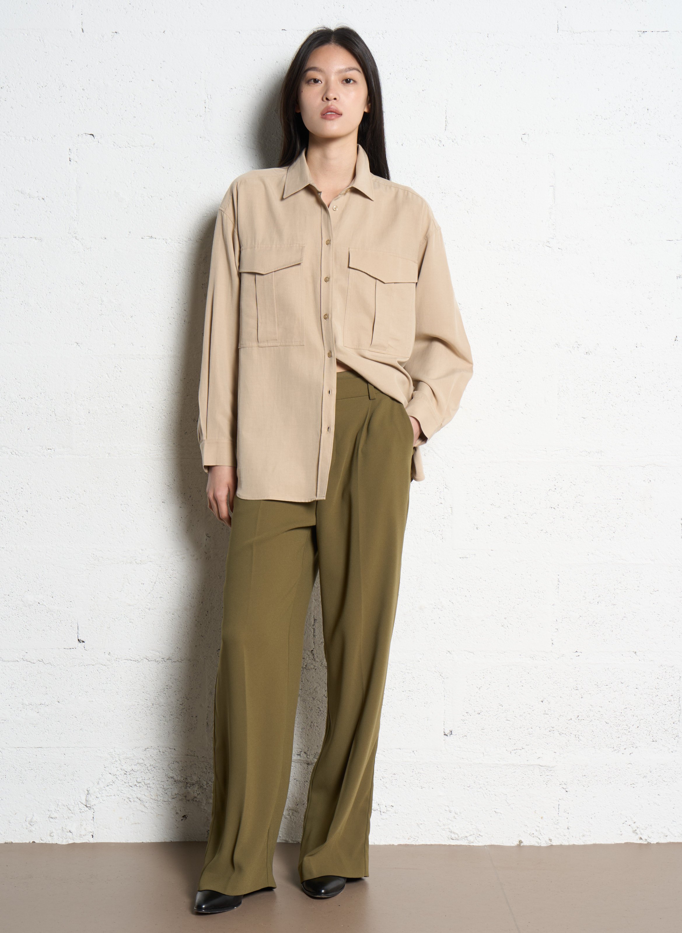 Chemise oversize col classique IKKS Beige