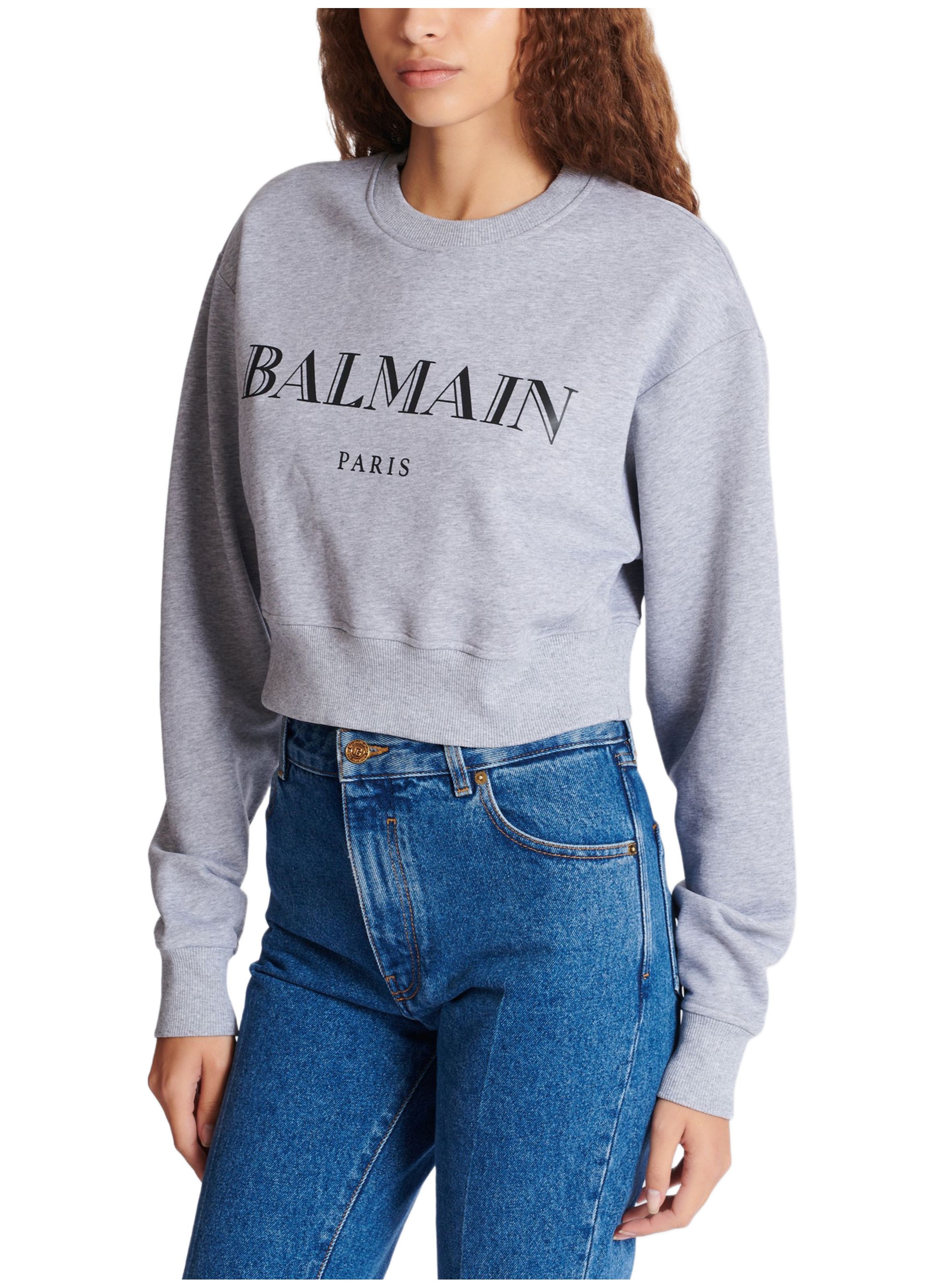 Sweat-shirt à col ras du cou imprimé balmain BALMAIN Gris