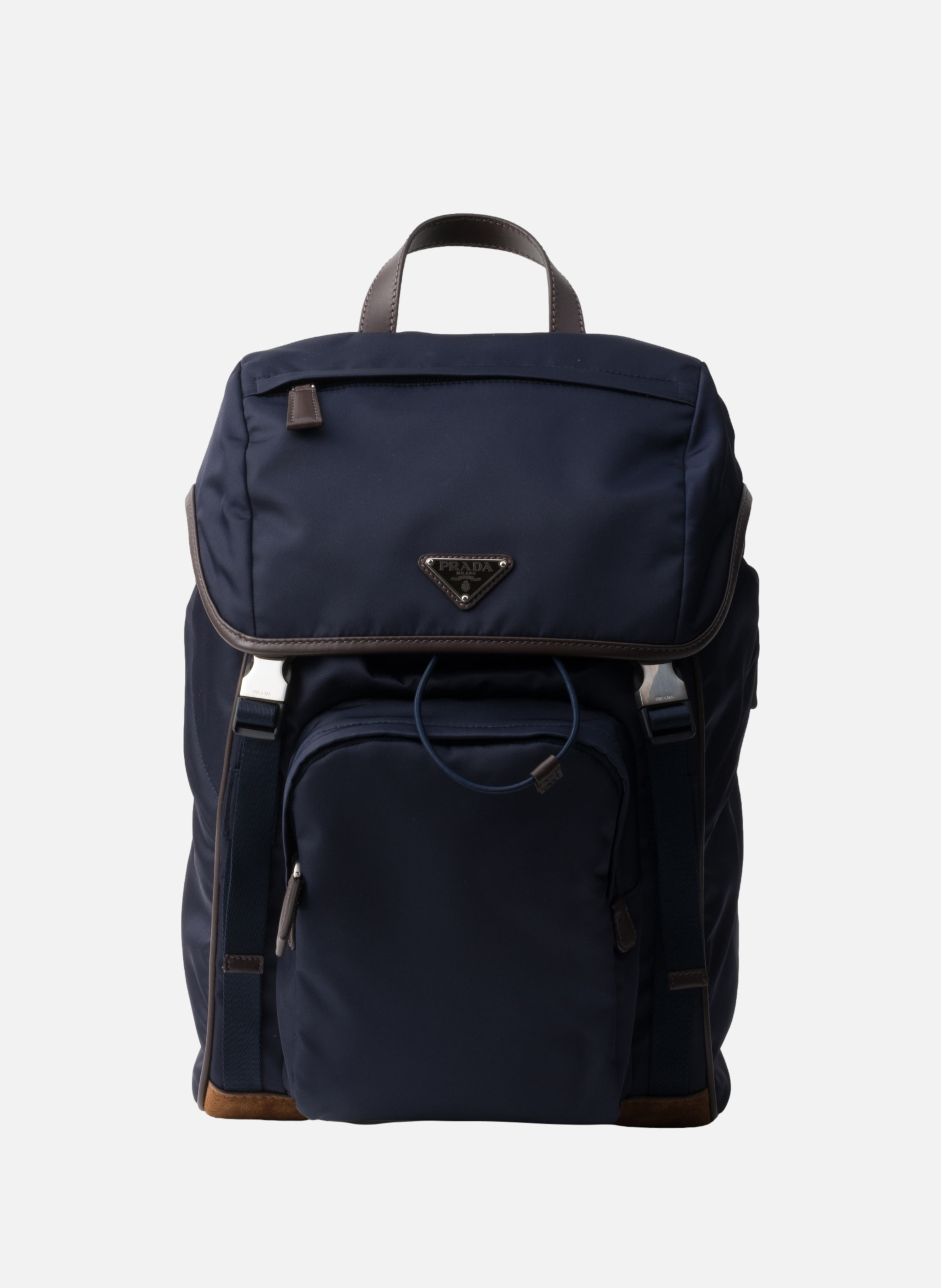 PRADA Sac à dos en re-nylon et cuir Bleu