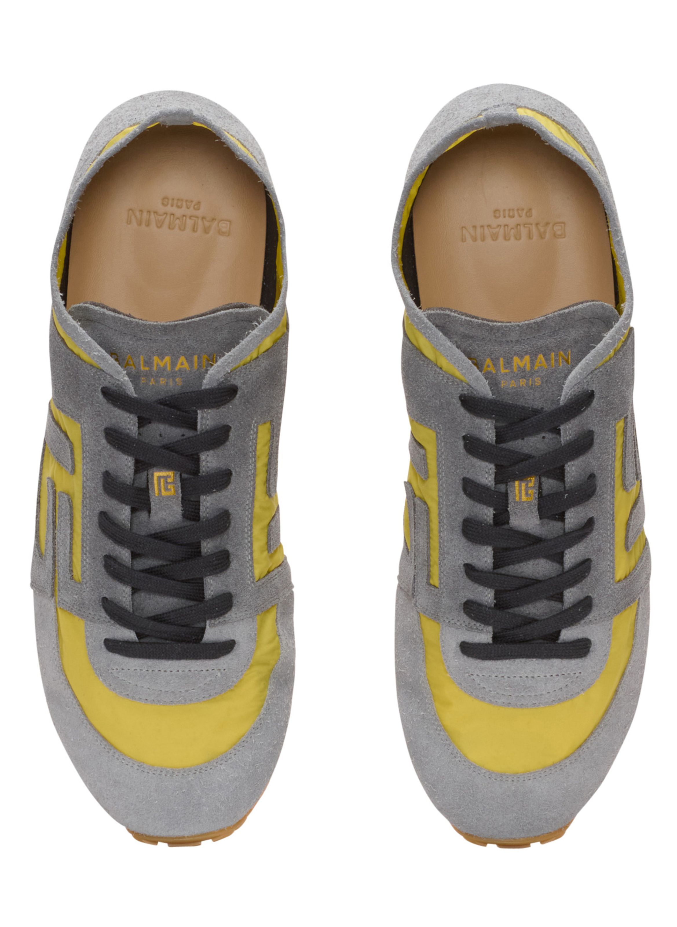 Baskets racer 45 en daim et nylon BALMAIN Jaune