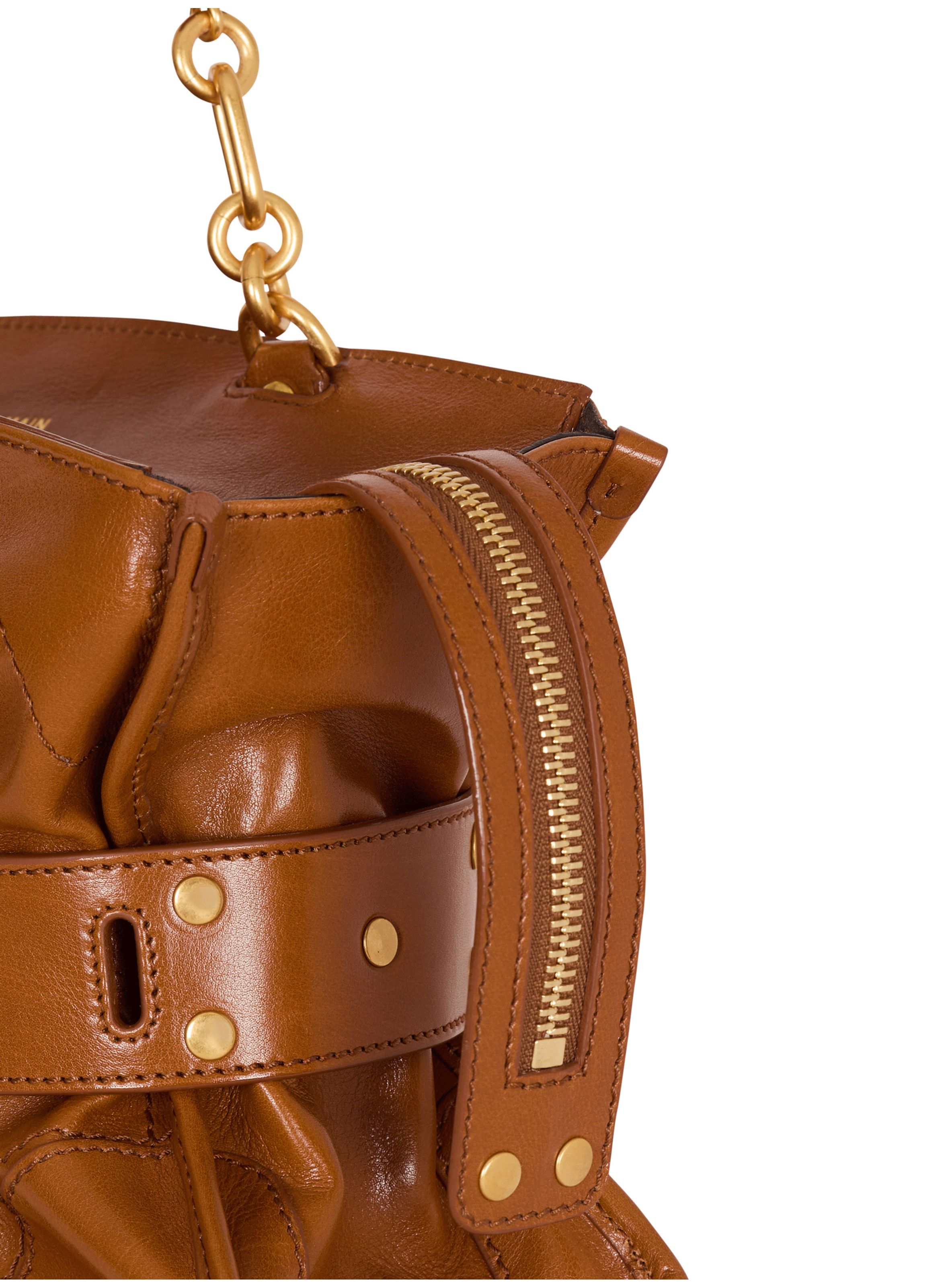 Sac anthem en cuir de veau BALMAIN Marron