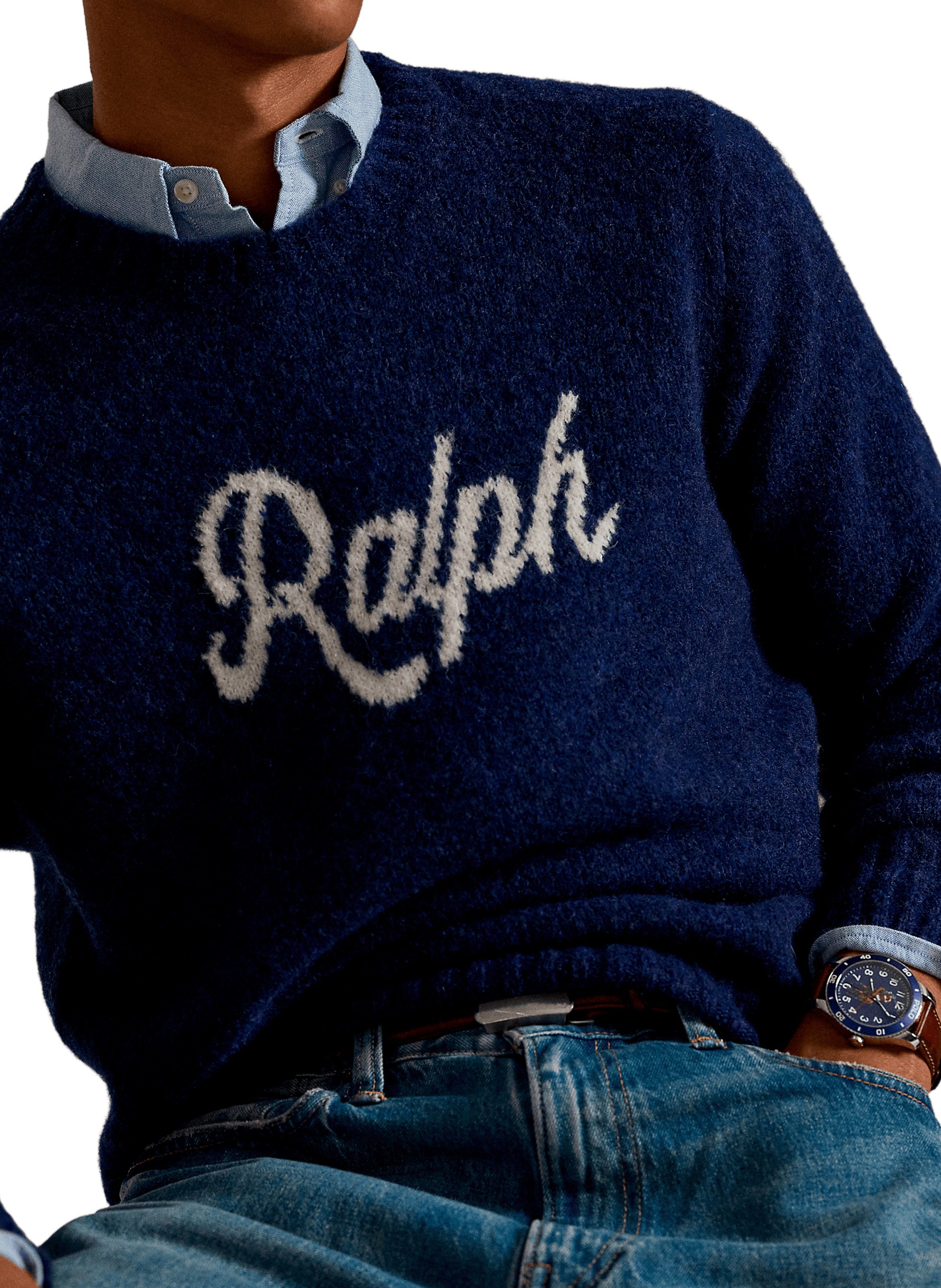 Pull en laine mélangée POLO RALPH LAUREN Bleu