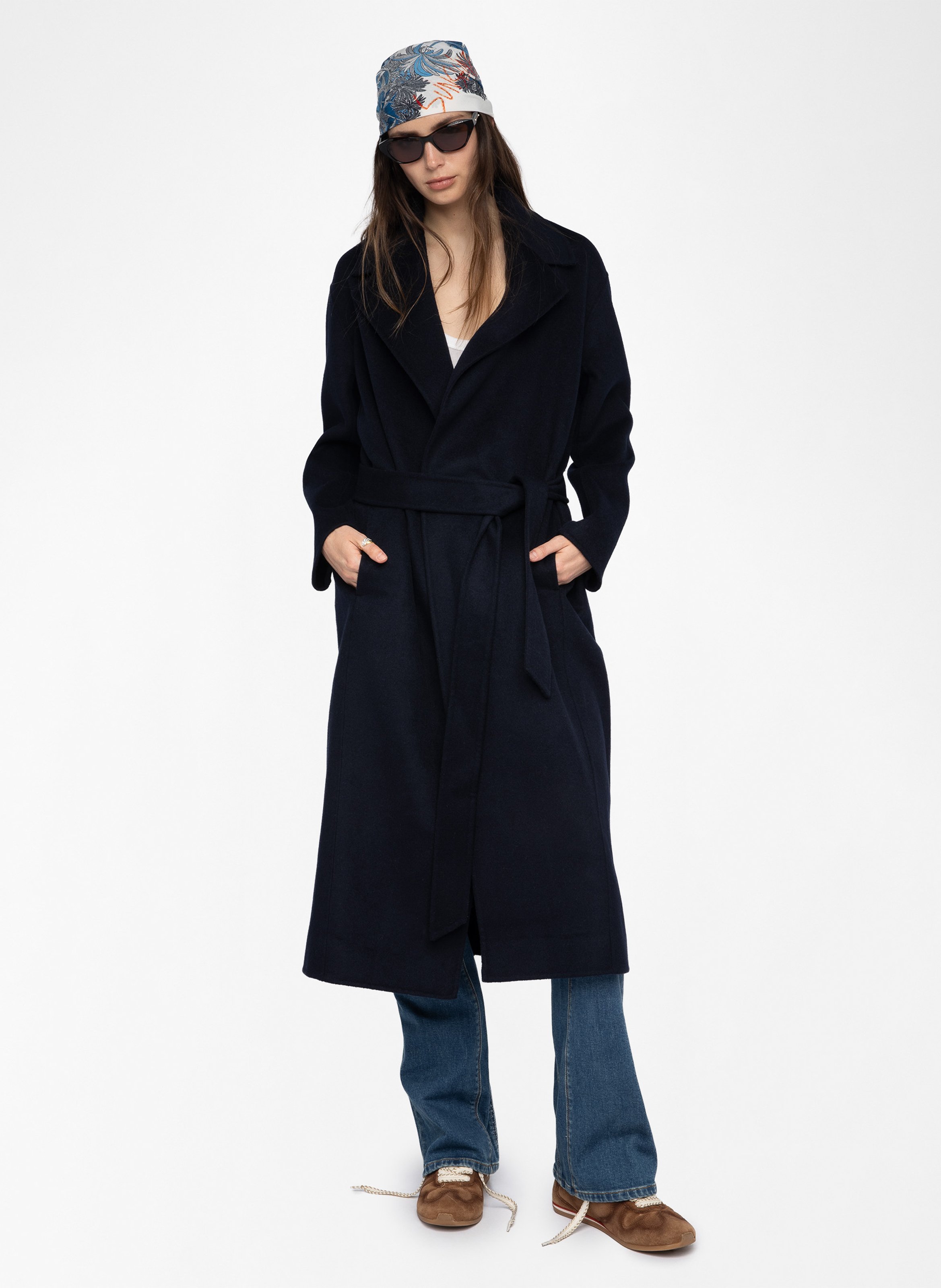 Manteau droit col tailleur en laine mélangée meli ZADIG&VOLTAIRE Bleu