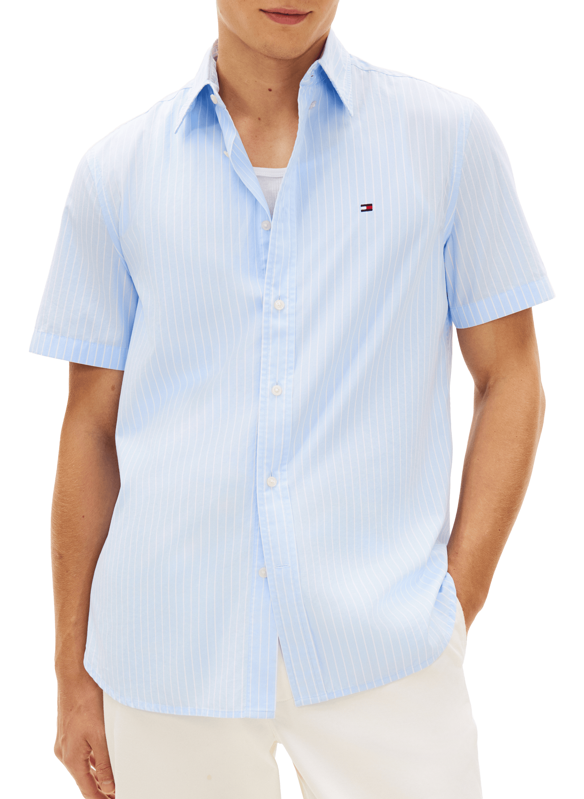 Chemise à rayures en coton TOMMY HILFIGER Bleu