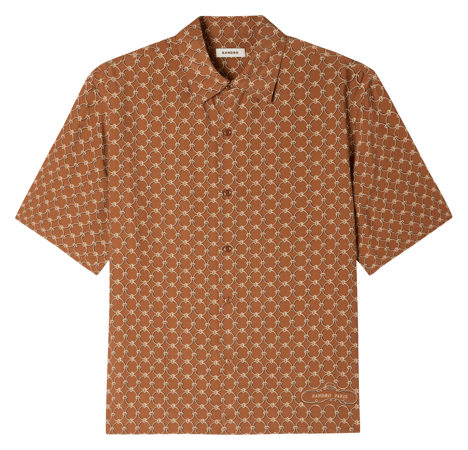 Chemise imprimée col classique SANDRO Marron