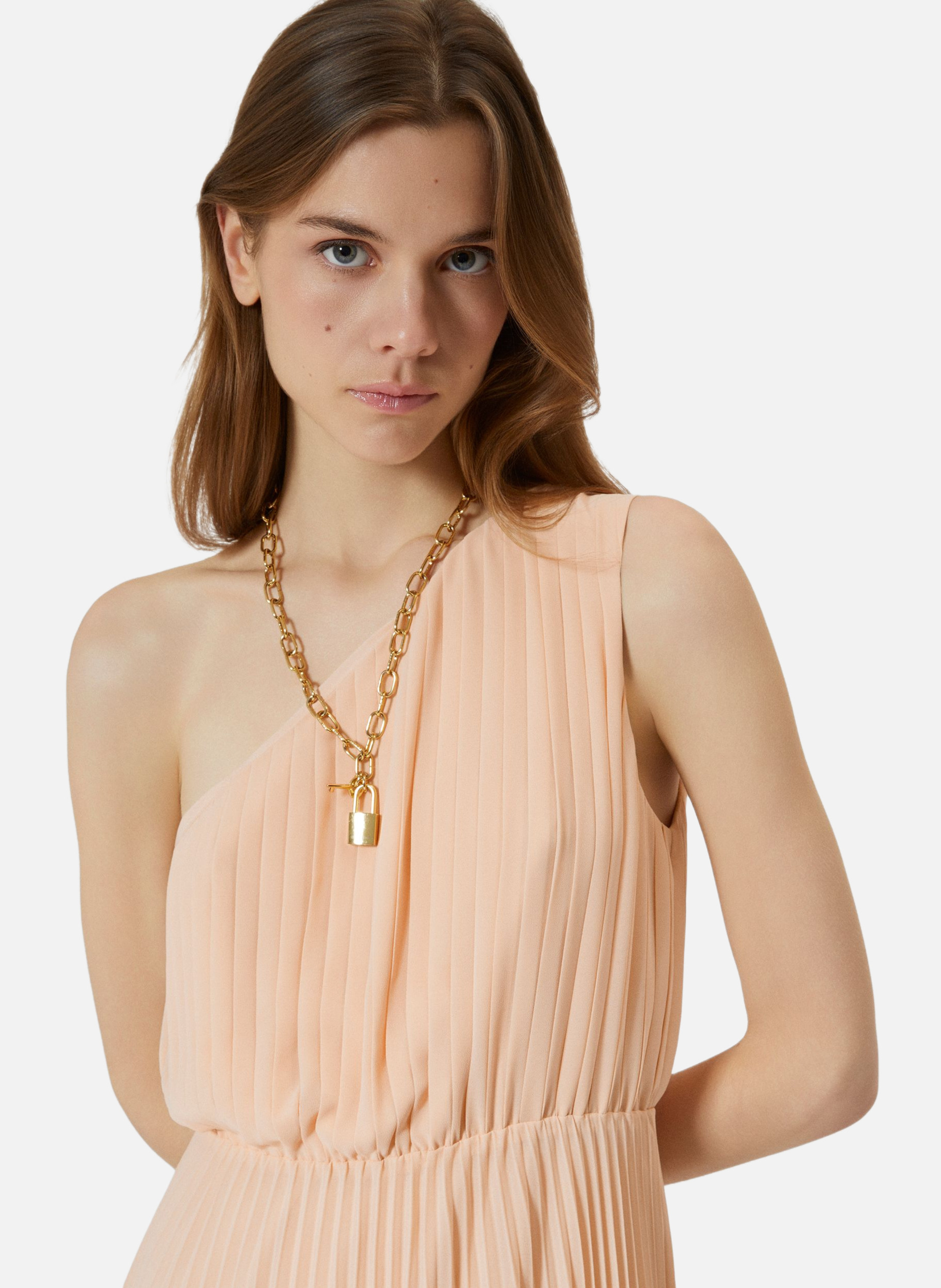 Robe longue asymétrique plissée THE KOOPLES Beige