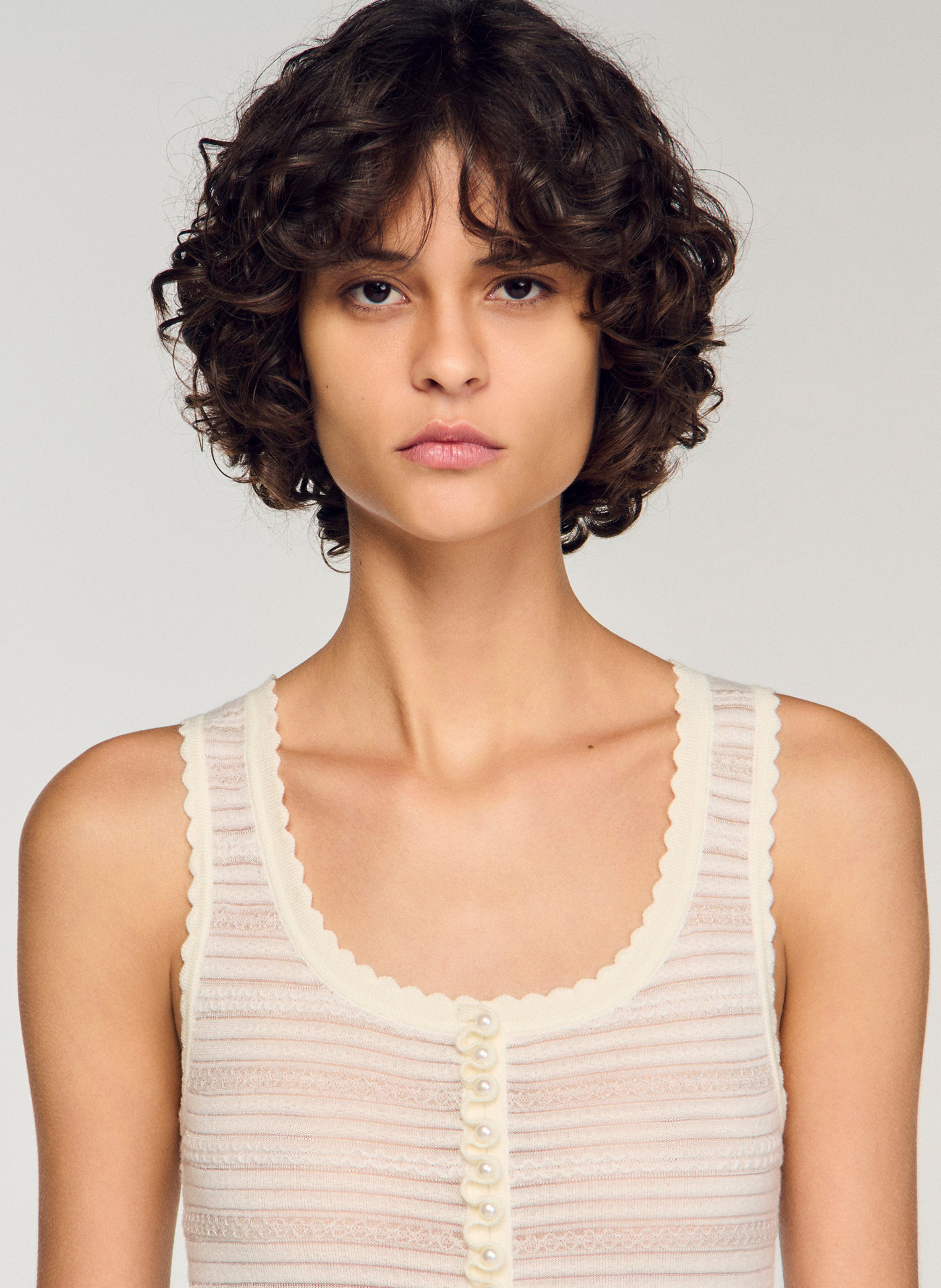 Body en maille en laine mélangée SANDRO Beige