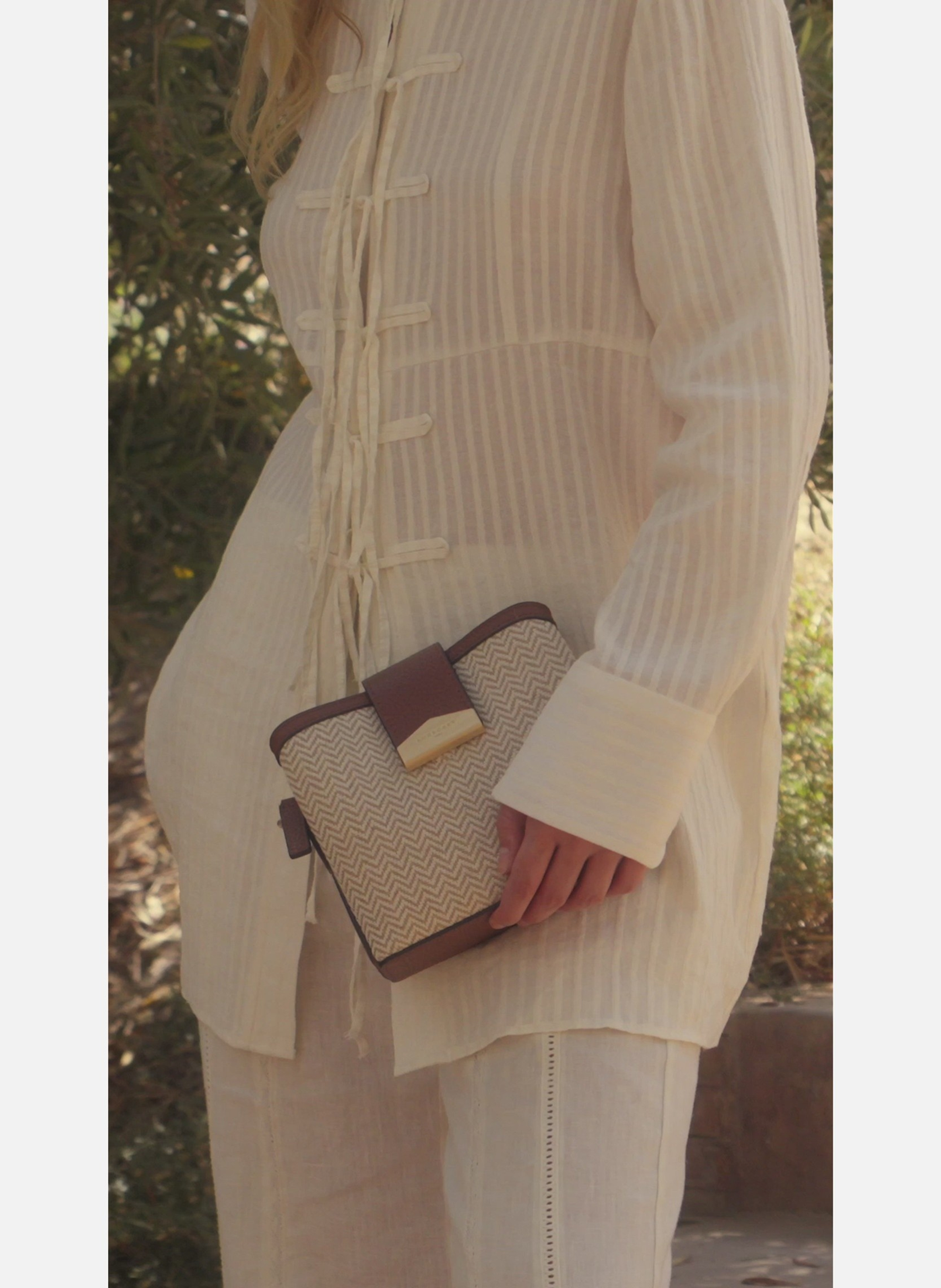 Cavalcade chevron | sac porté épaule POURCHET Doré