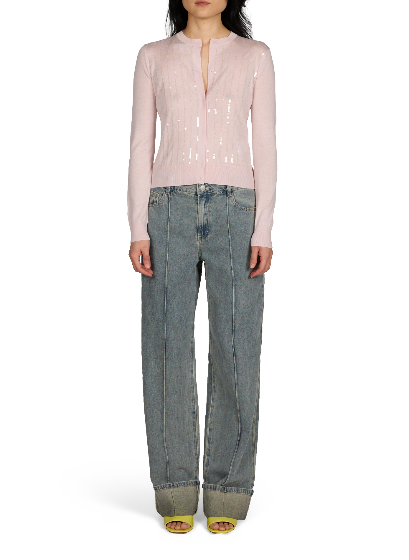 Gilet à sequins en soie et laine vierge MAX MARA STUDIO Rose