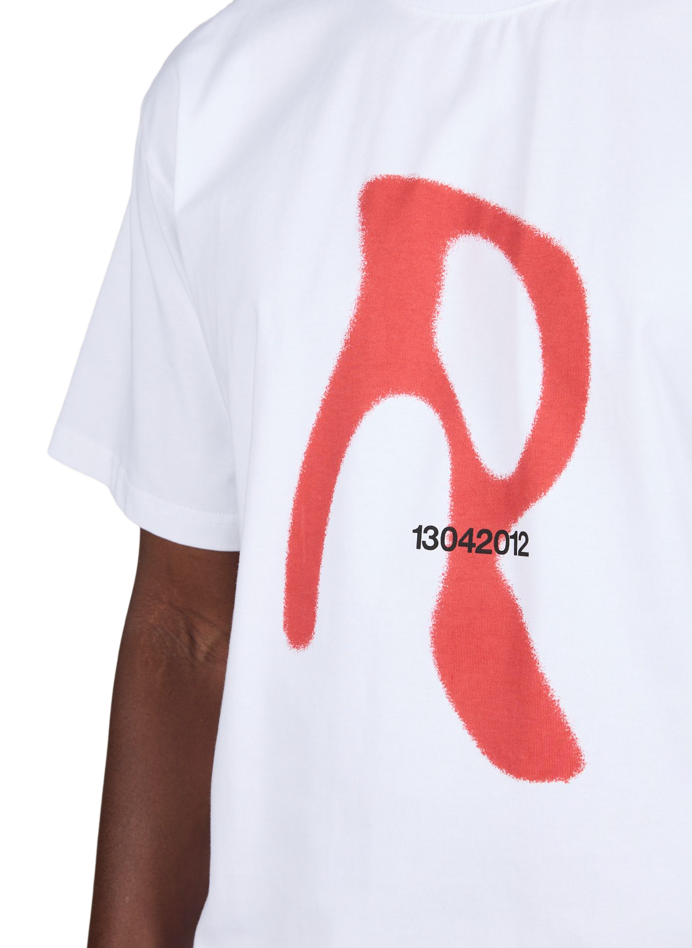 Round neck printed cotton T-shirt RAINS White