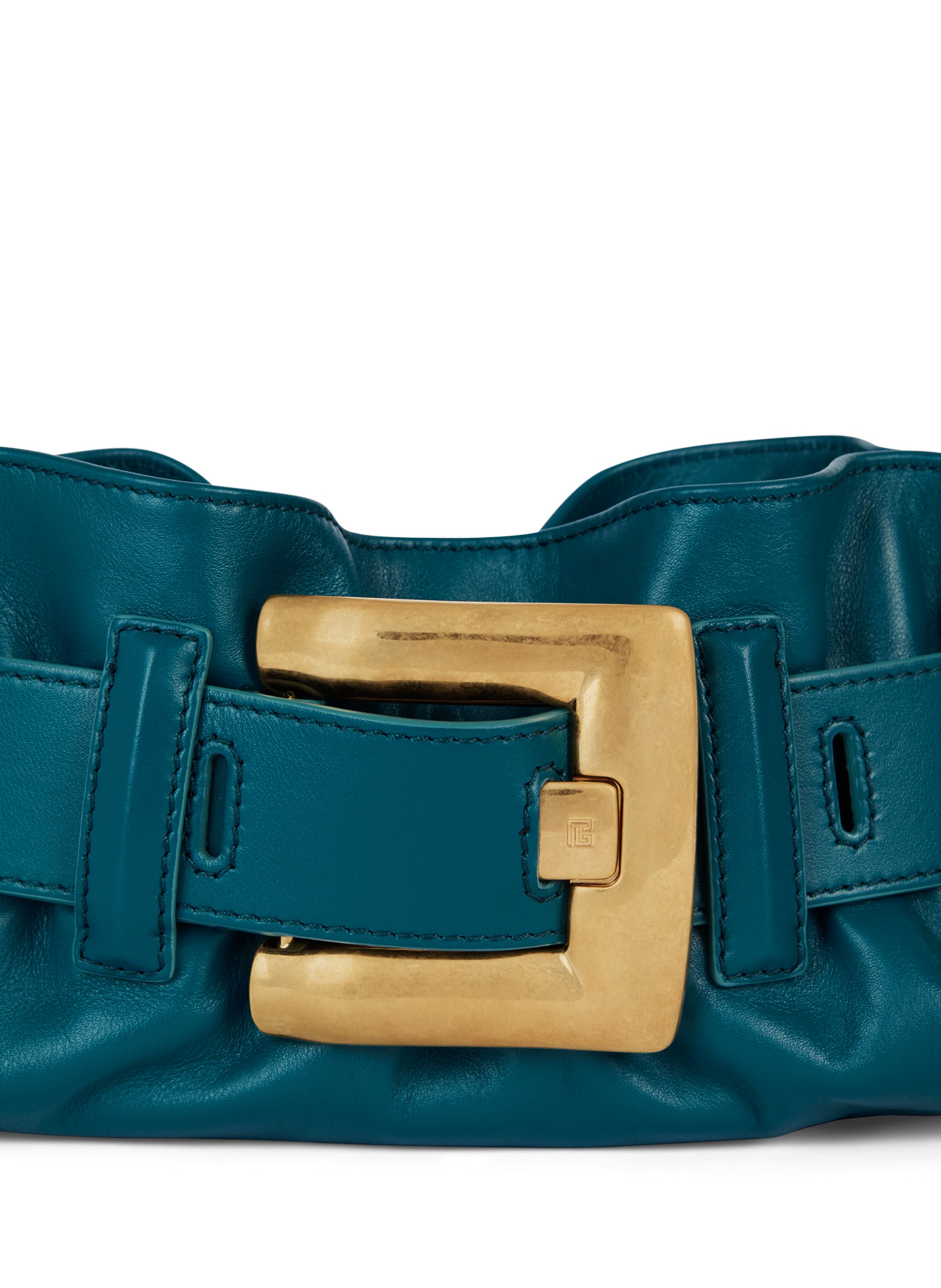 Sac anthem mini en cuir lisse BALMAIN Bleu