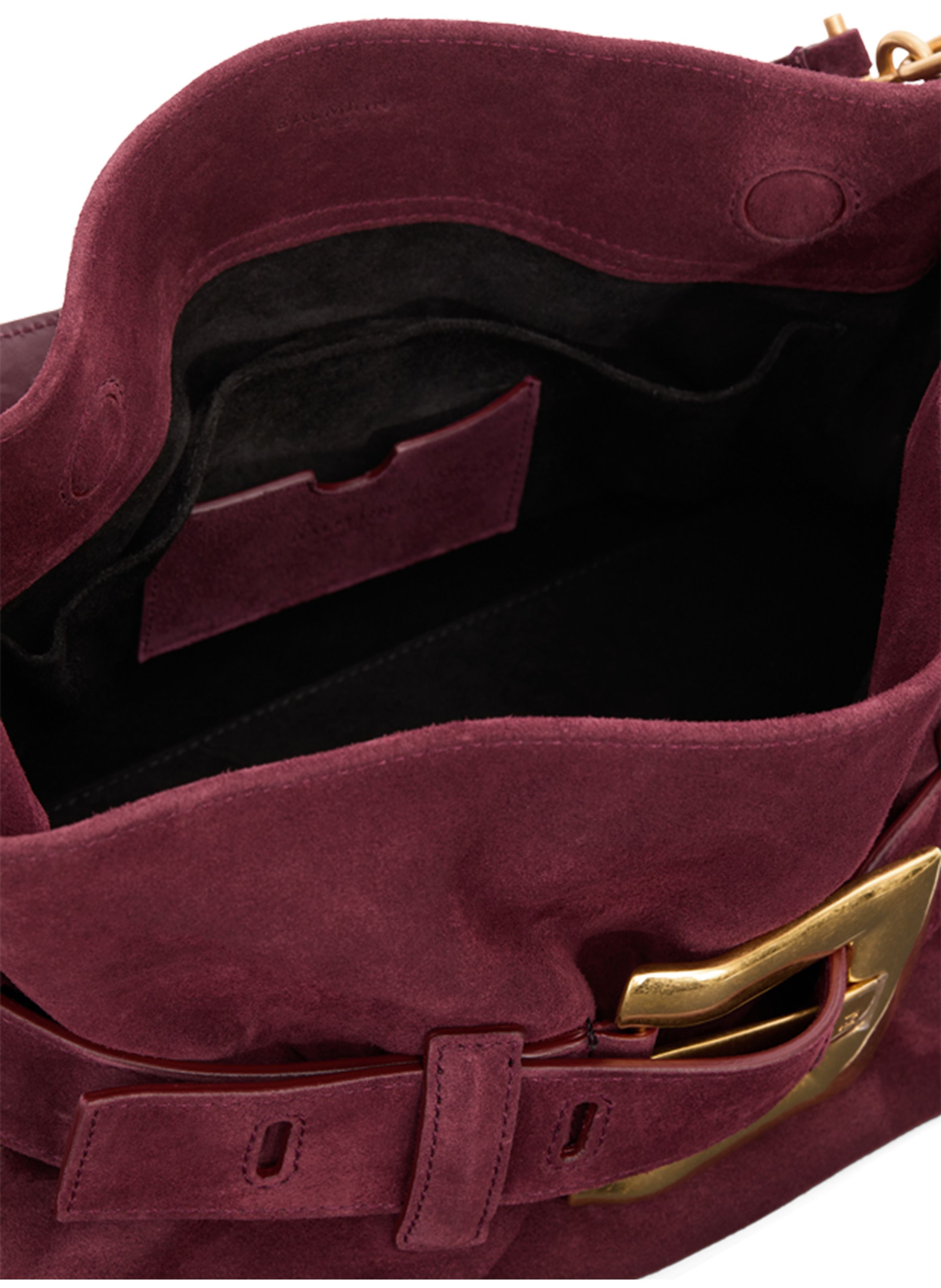 Sac anthem medium en cuir suédé BALMAIN Rouge