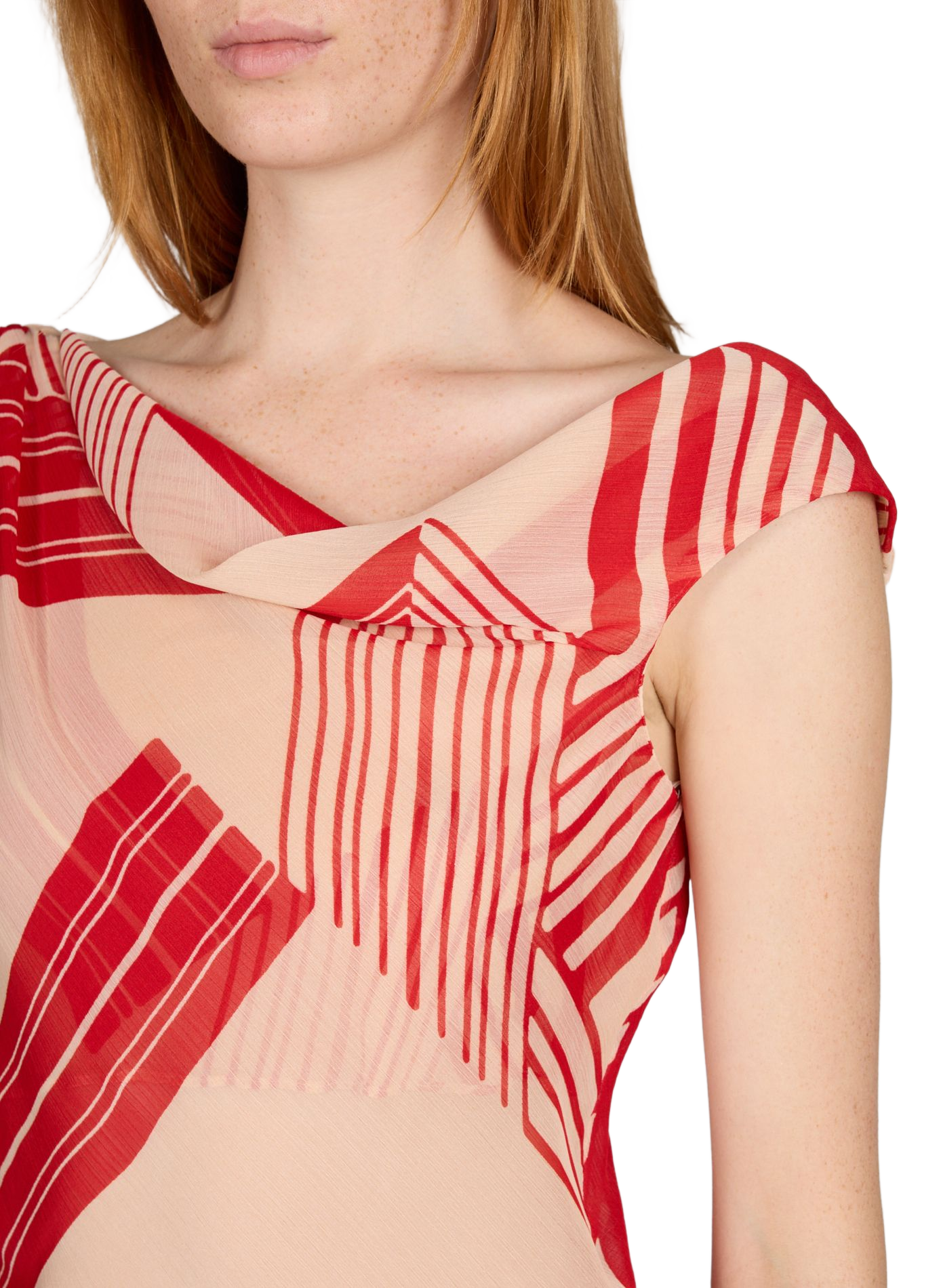 Top asymétrique à motifs TOPSHOP Rouge