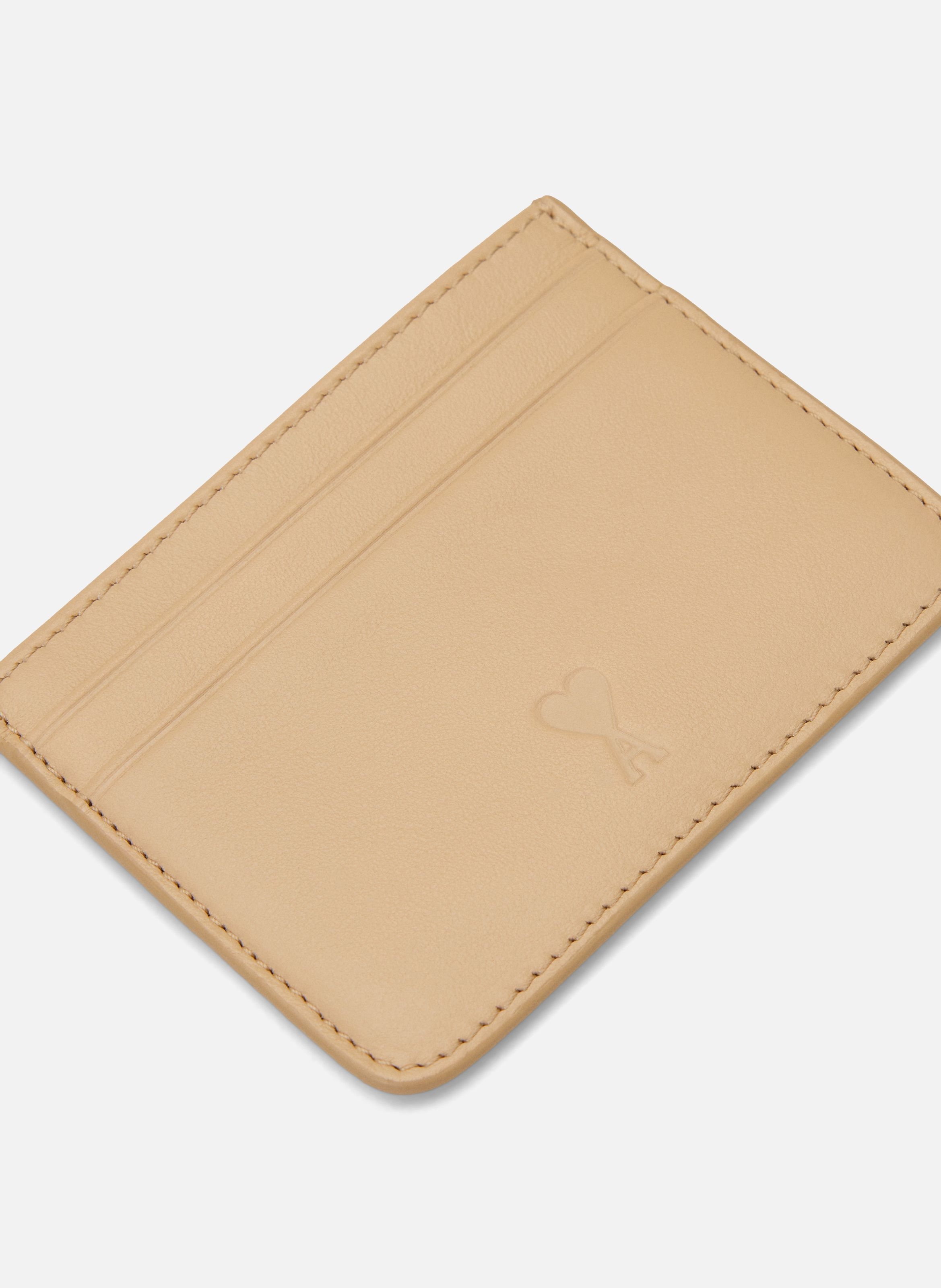 Porte-cartes unisexe en cuir de vachette ami de coeur AMI PARIS Beige