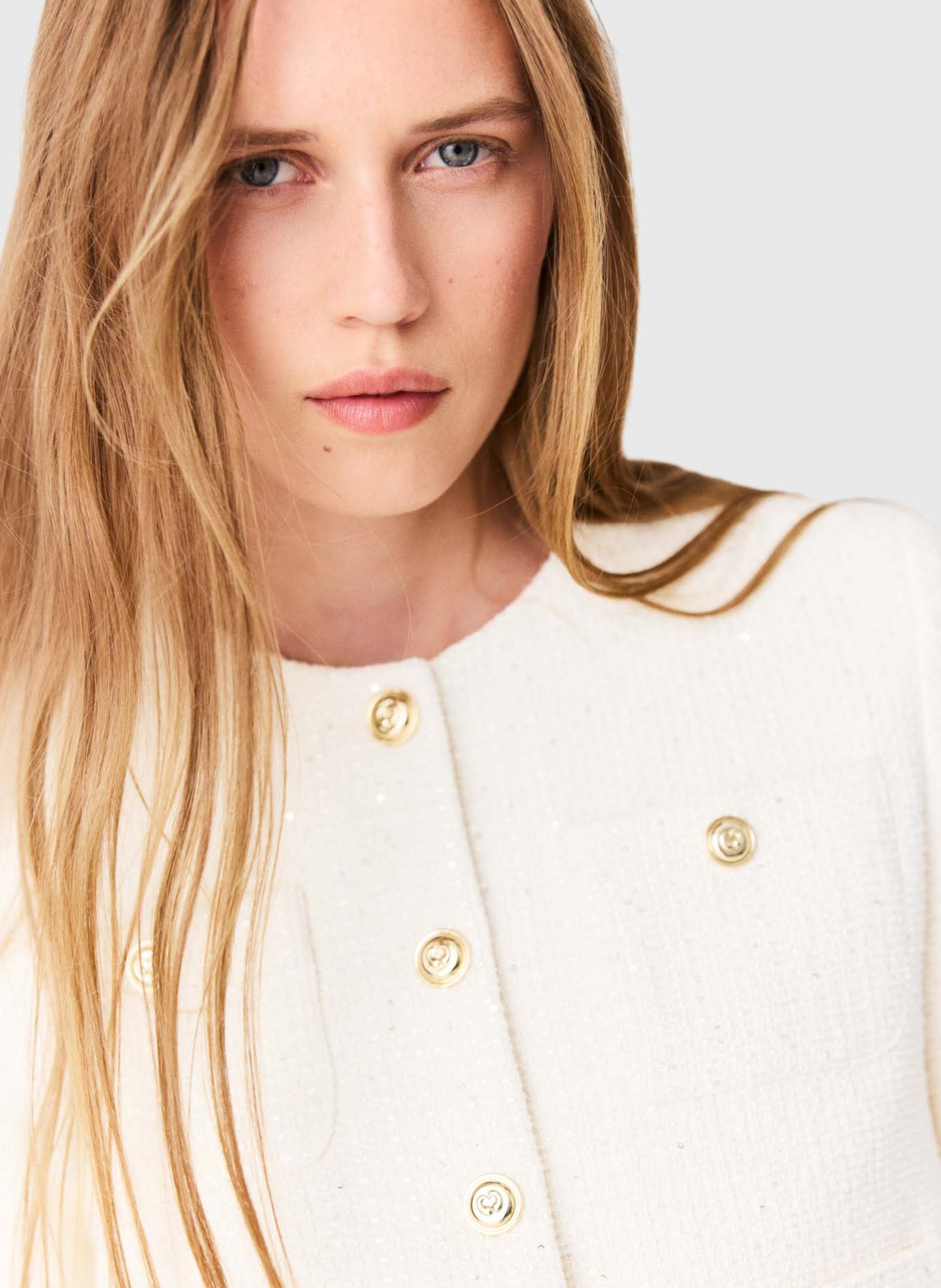 Veste courte en coton mélangé MAJE Beige