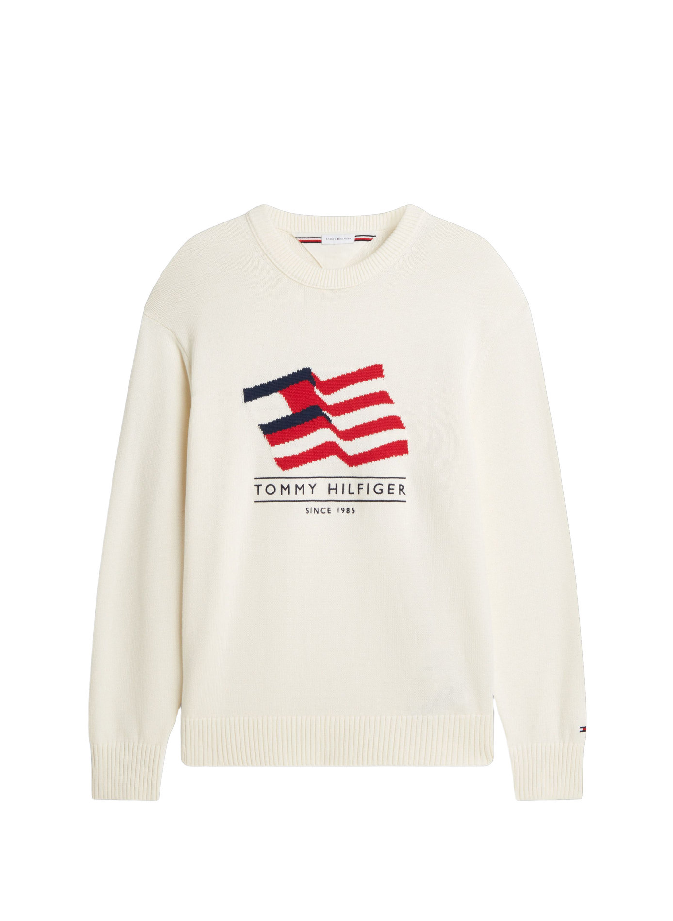 Pullover mit Flaggenmuster aus Baumwollstrick TOMMY HILFIGER Beige