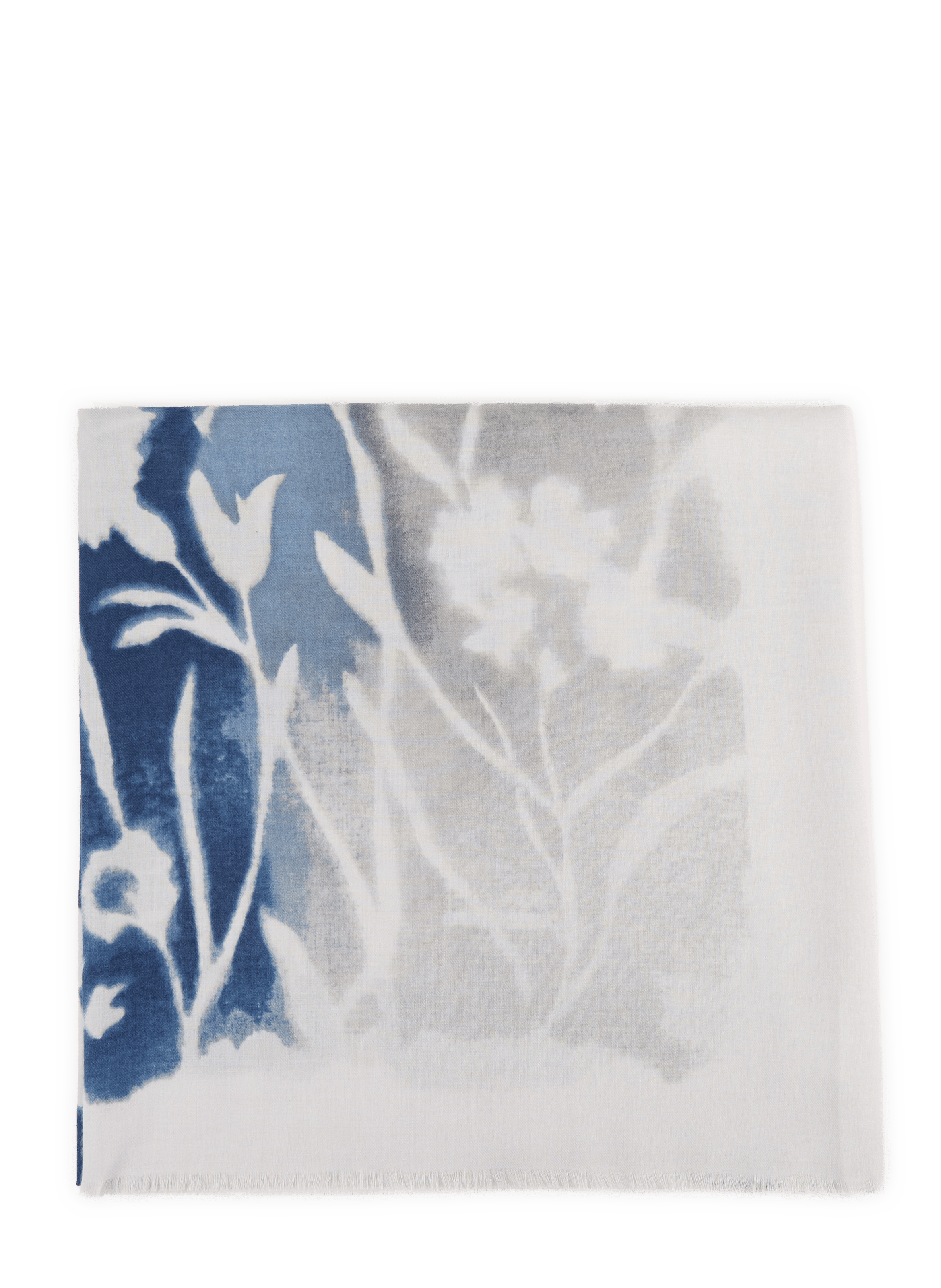 Scarf with pattern and fringes AU PRINTEMPS PARIS Blue