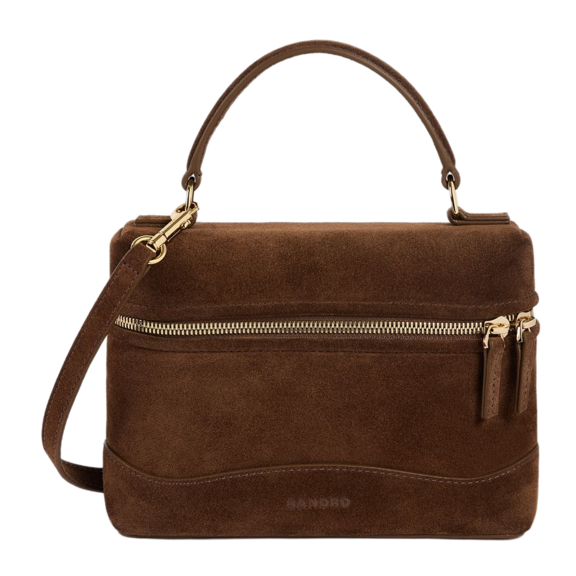Sac bandoulière en cuir velours SANDRO Marron