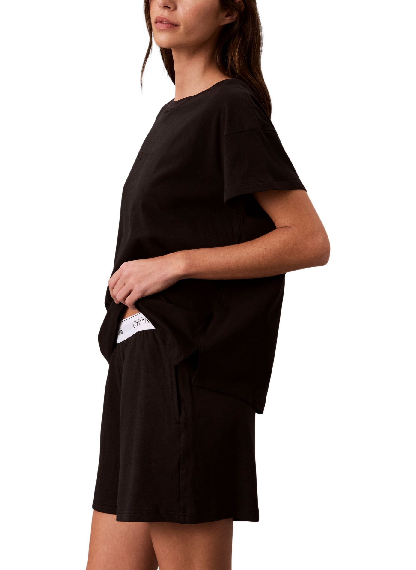 T-shirt with brand embroidery in blended cotton CALVIN KLEIN Black