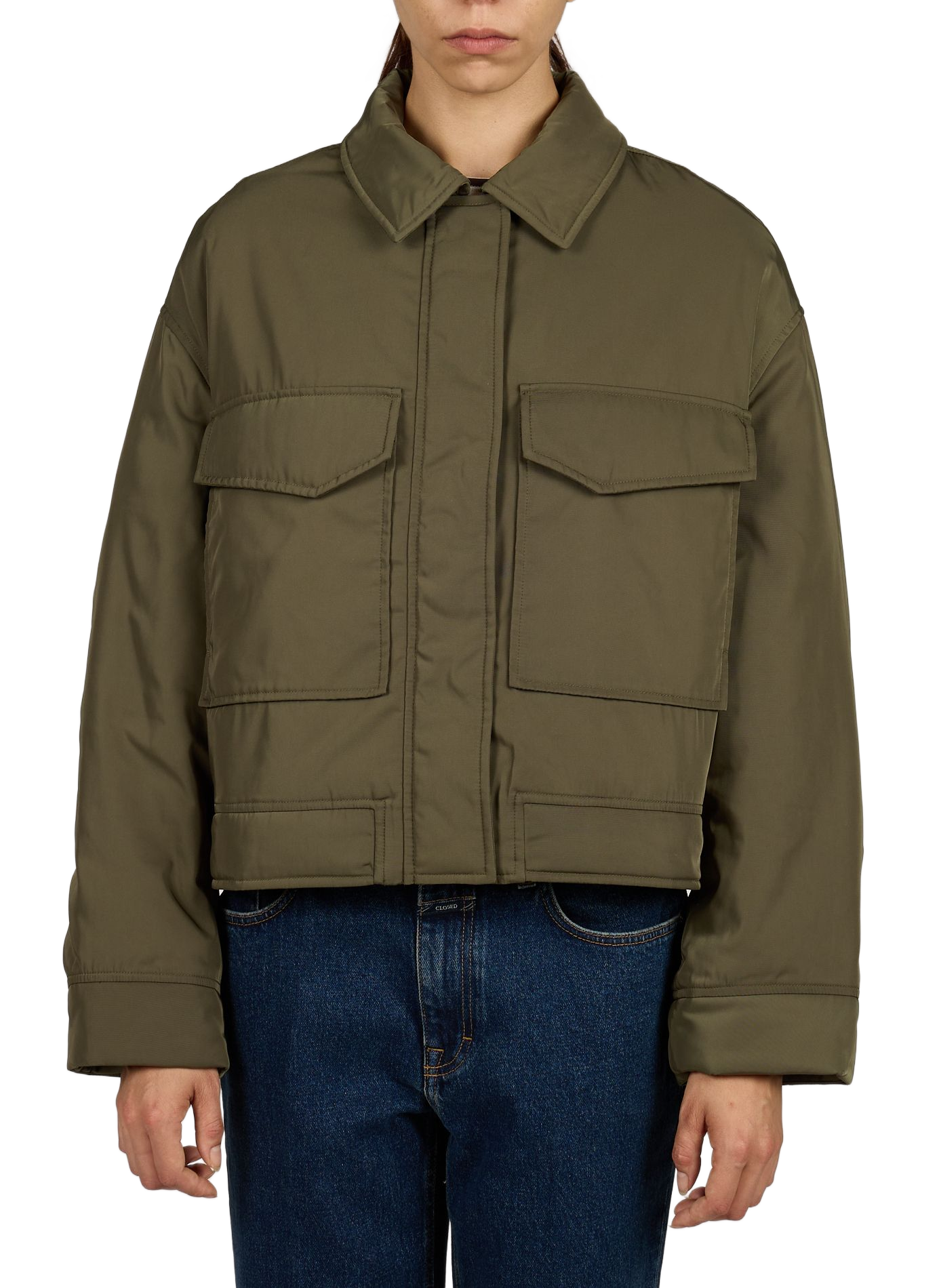 Bomber cropped en tissu tissé lisse CLOSED Vert
