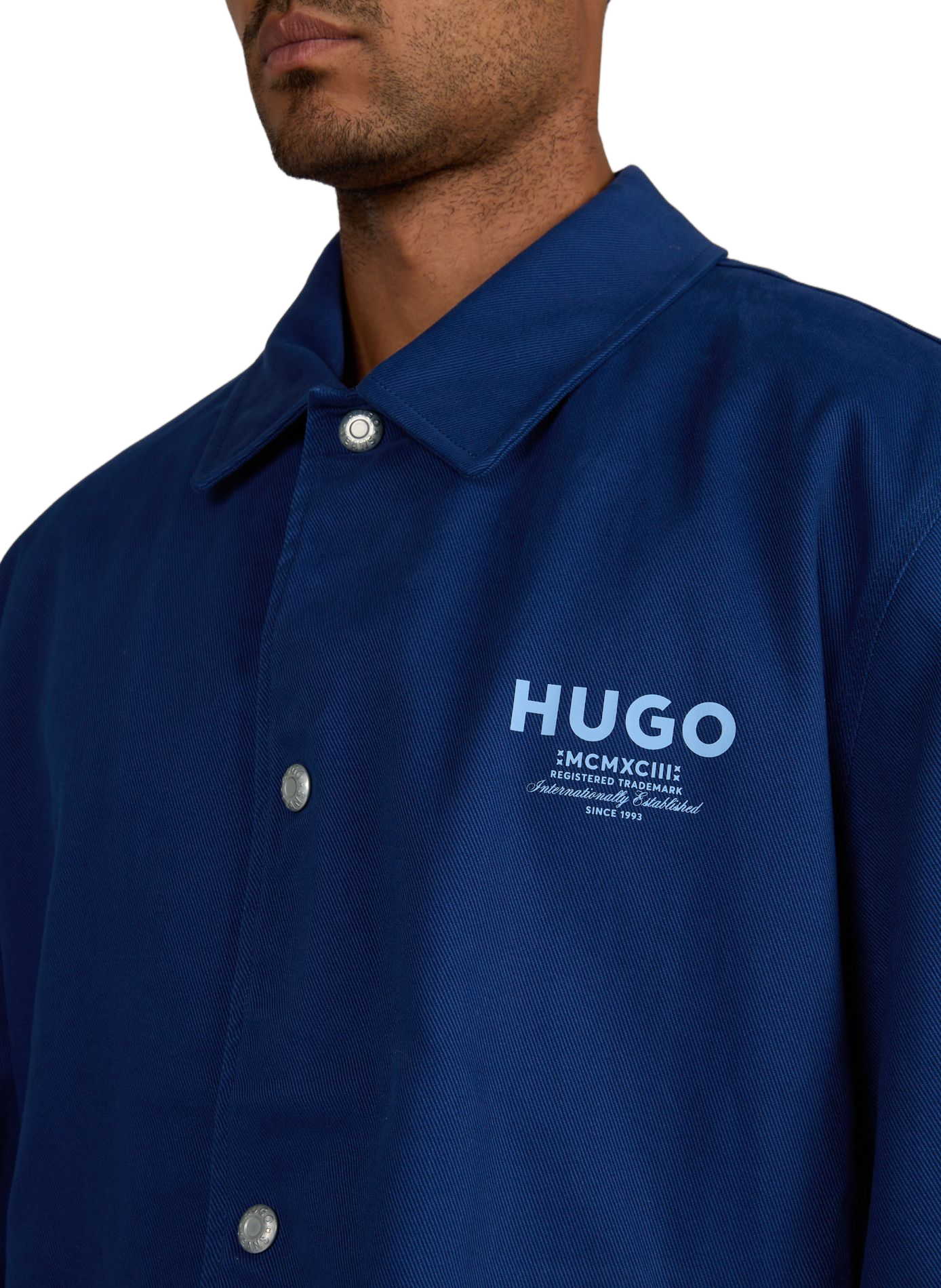 Gedrukte katoenen jas HUGO BLUE Blauw